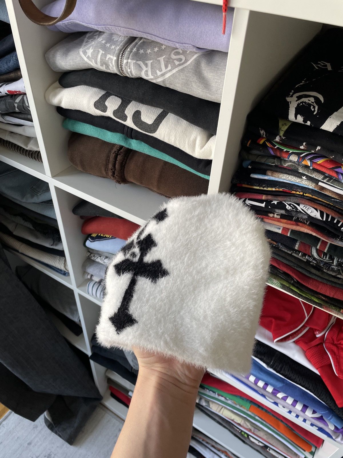 Japanese Brand Vintage Mohair Beanie Hat Varsity Iron Cross Y2K Drip Japan Size ONE SIZE - 5 Thumbnail