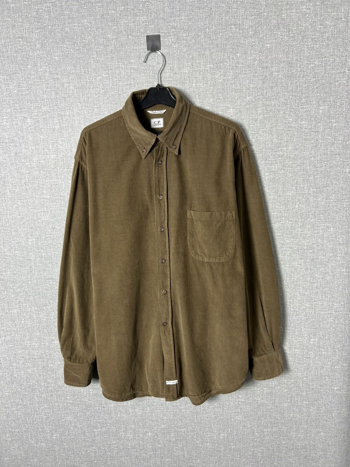 Vintage 90s CP Company Corduroy Brown Long Sleeve Shirt 