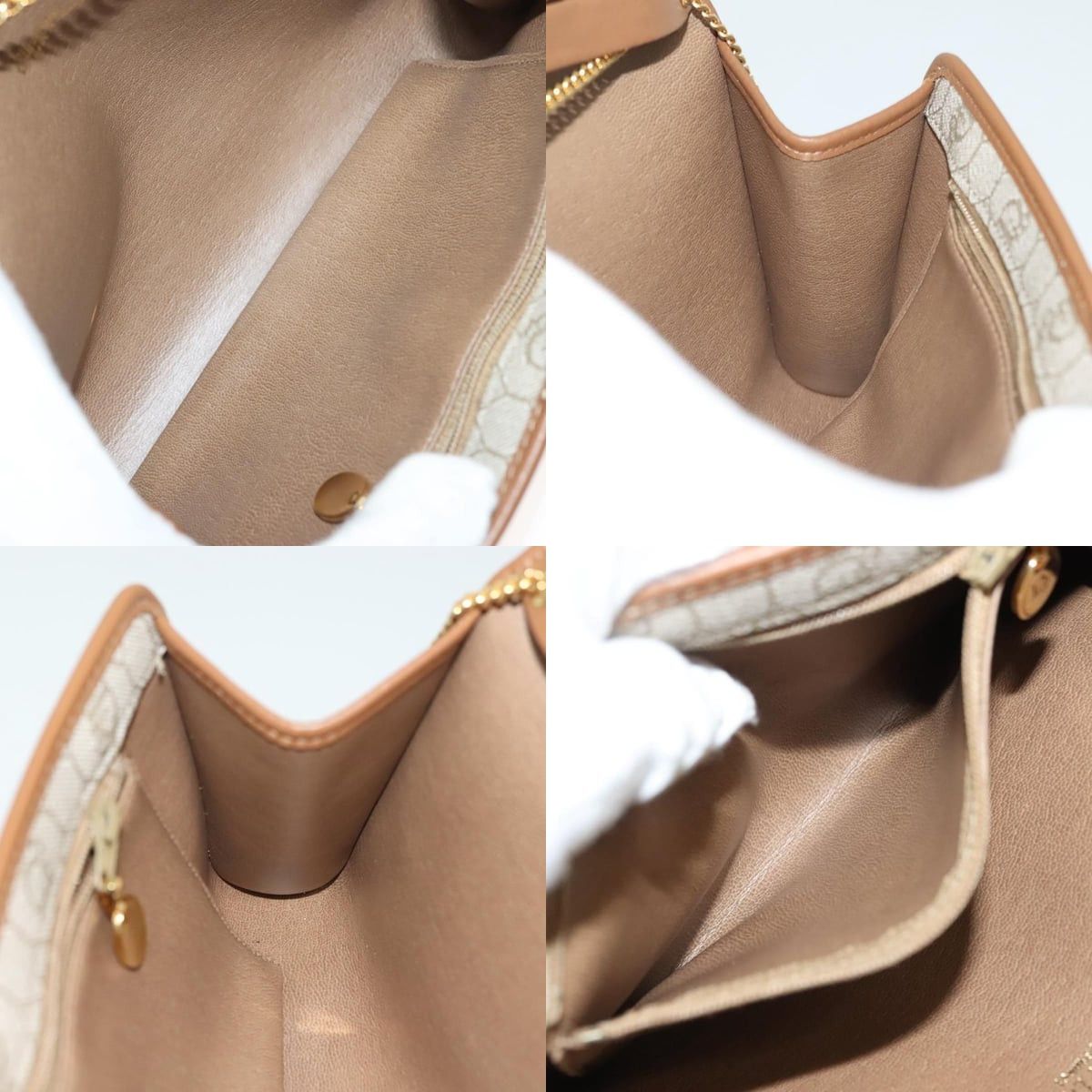 Dior DIOR Honeycomb Canvas Chain Shoulder Bag Pvc Beige Gold Size ONE SIZE - 12 Thumbnail