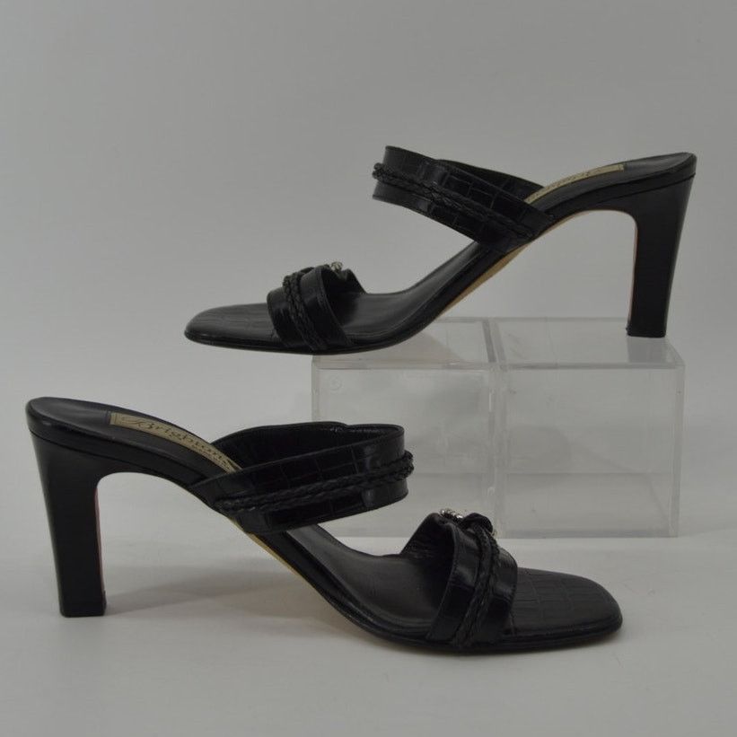 Brighton Brighton Raven Leather Black Slip On Heels Sandals Croc 8 M Size US 8 / IT 38 - 3 Thumbnail