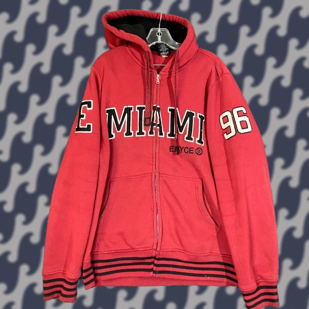 Enyce VINTAGE ENYCE Red E Miami Full Zip Hoodie Sweatshirt Men XL Hip Hop Mens Size US XL / EU 56 / 4 - 1 Thumbnail