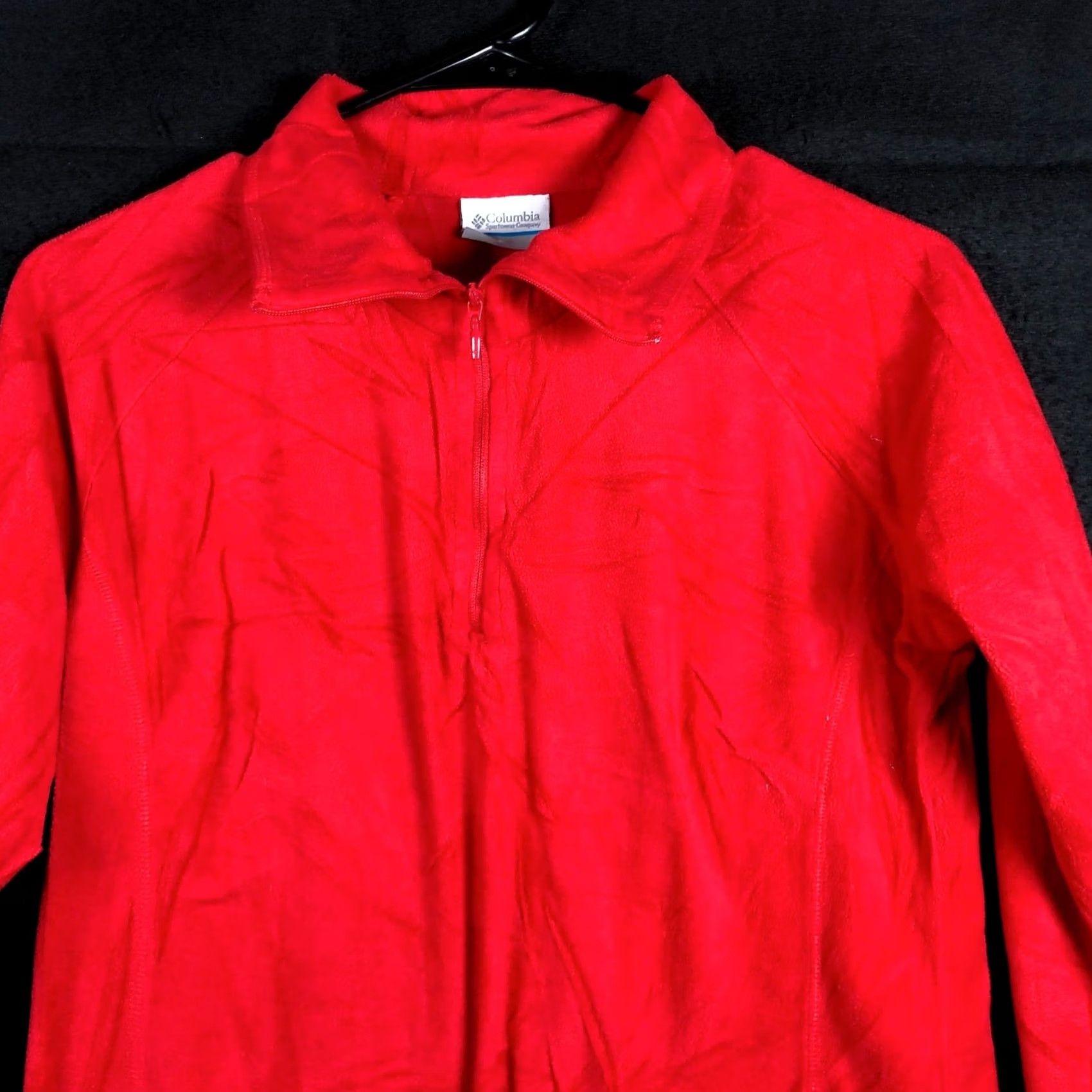 Vintage Columbia Womens Sweater Red Pullover 1/4 Zip Fleece Outdoors Stretch Medium Regular Long Sleeve V-Neck Solid Cotton? Polyester Spandex Size M / US 6-8 / IT 42-44 - 2 Thumbnail