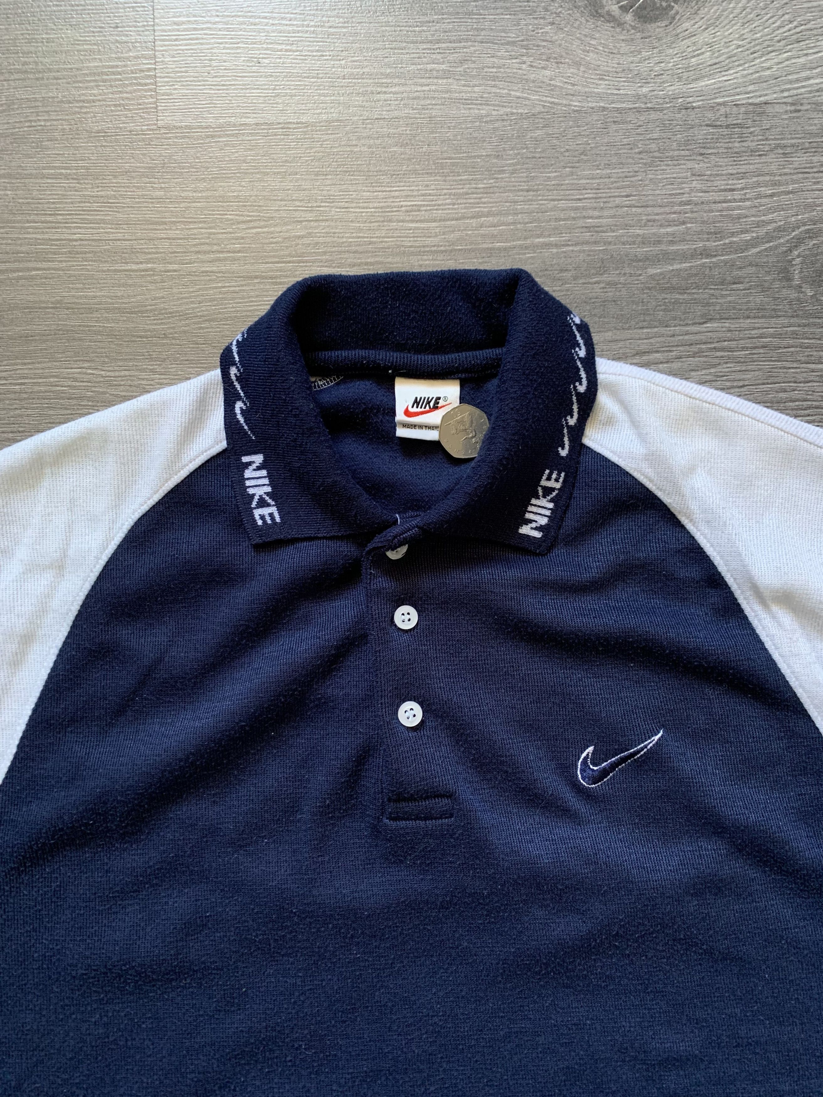 Nike 80's Vintage Rare Nike Navy Polo Shirt long fit Size US M / EU 48-50 / 2 - 3 Thumbnail