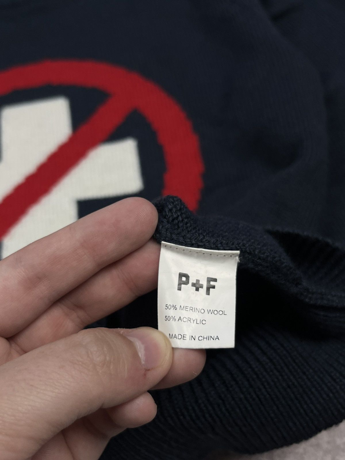 Places + Faces PLACES+FACES CAUTION KNITTED SWEATER NAVY SIZE S MENS Size US S / EU 44-46 / 1 - 5 Thumbnail