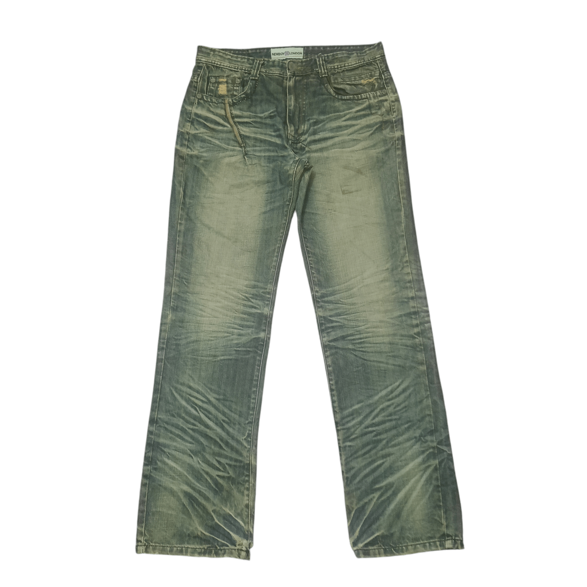 The GV Gallery Vintage New Boy London Flared Distressed Jeans Size US 34 / EU 50 - 2 Thumbnail