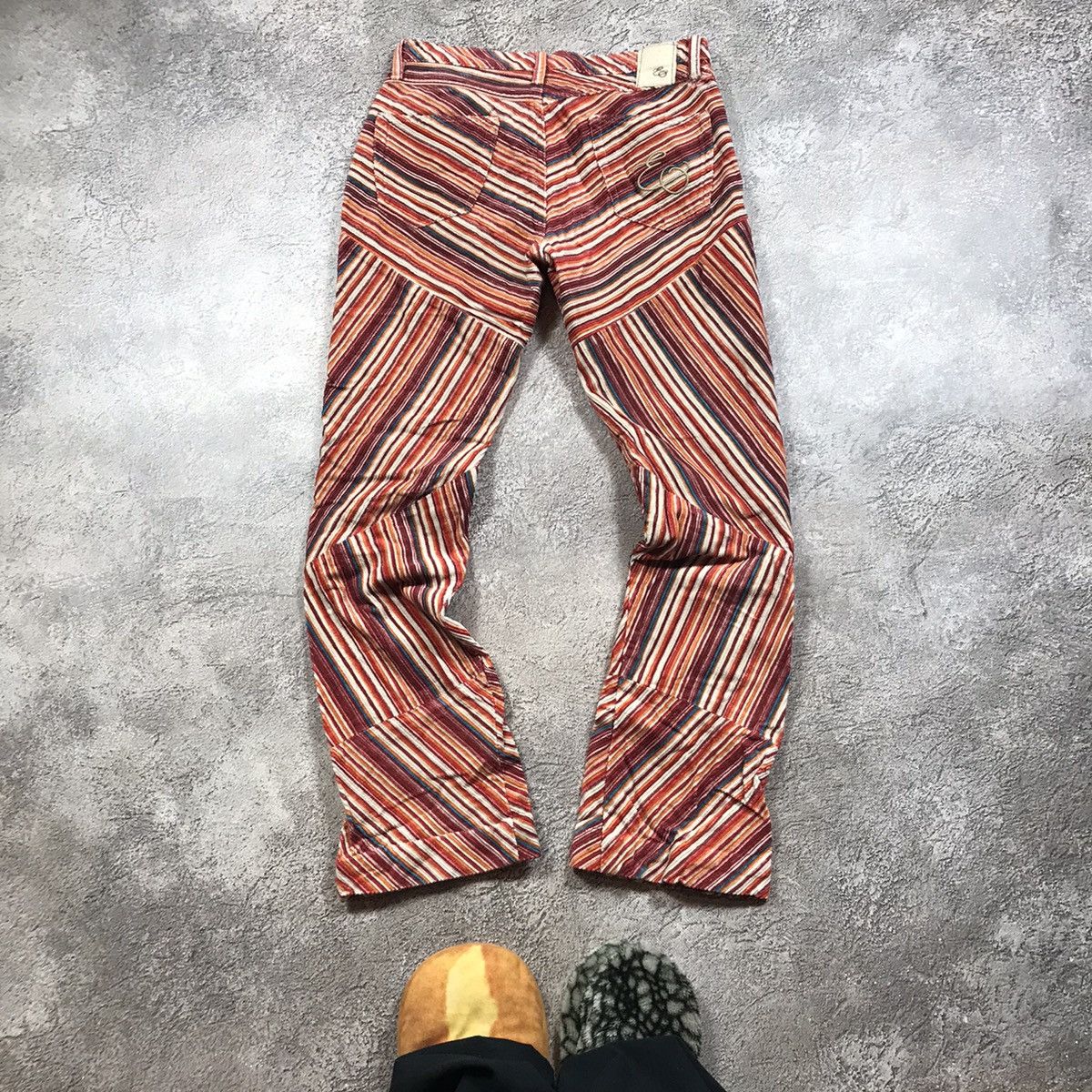 Vintage Vintage Y2K Striped Flared Pants Low Rise Rave Aesthetic 28 Size 28" / US 6 / IT 42 - 4 Thumbnail