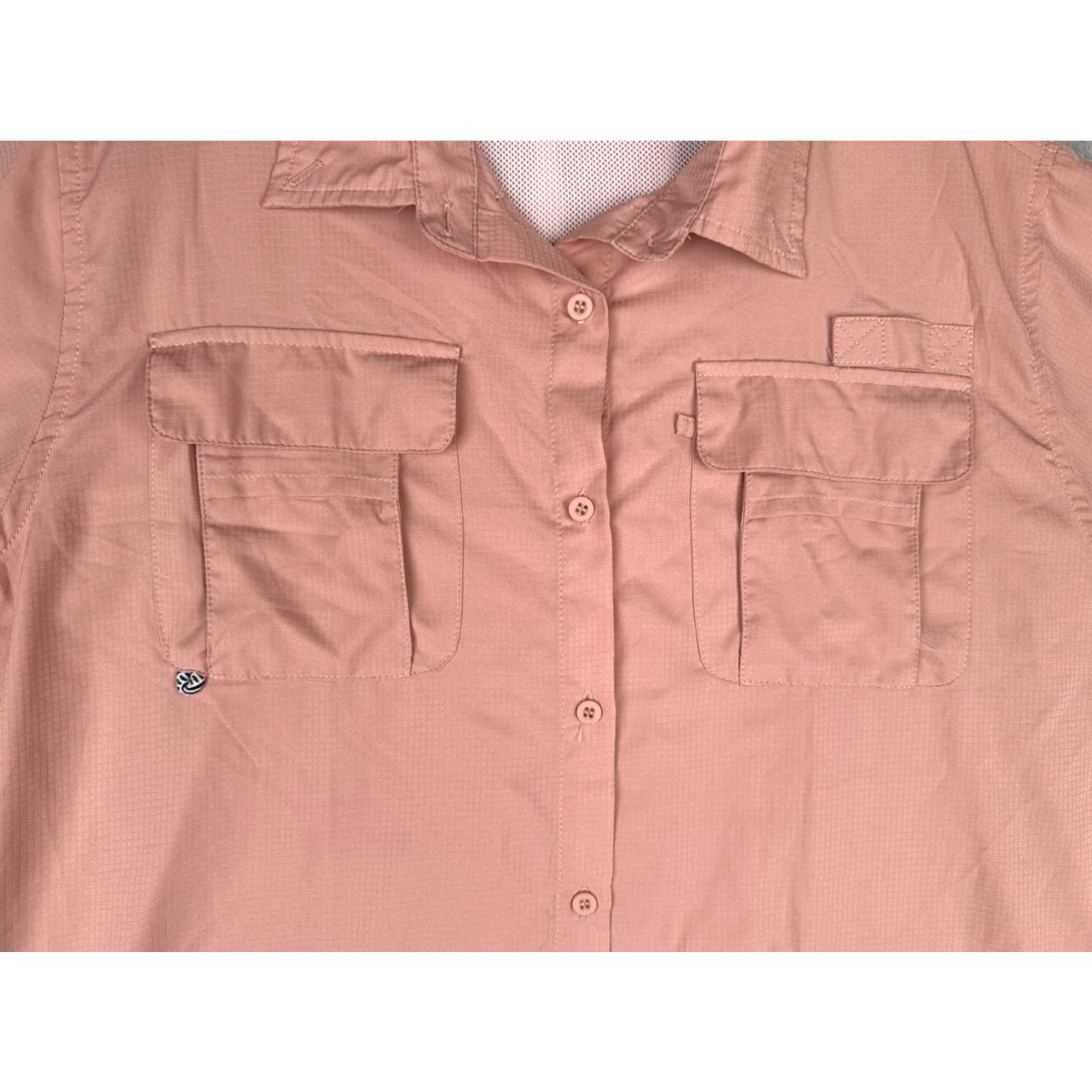 Pinko Shirt Women Extra Large Pink Button Up Vented Fish Angler Long Sleeve Pockets Size XL / US 12-14 / IT 48-50 - 6 Thumbnail