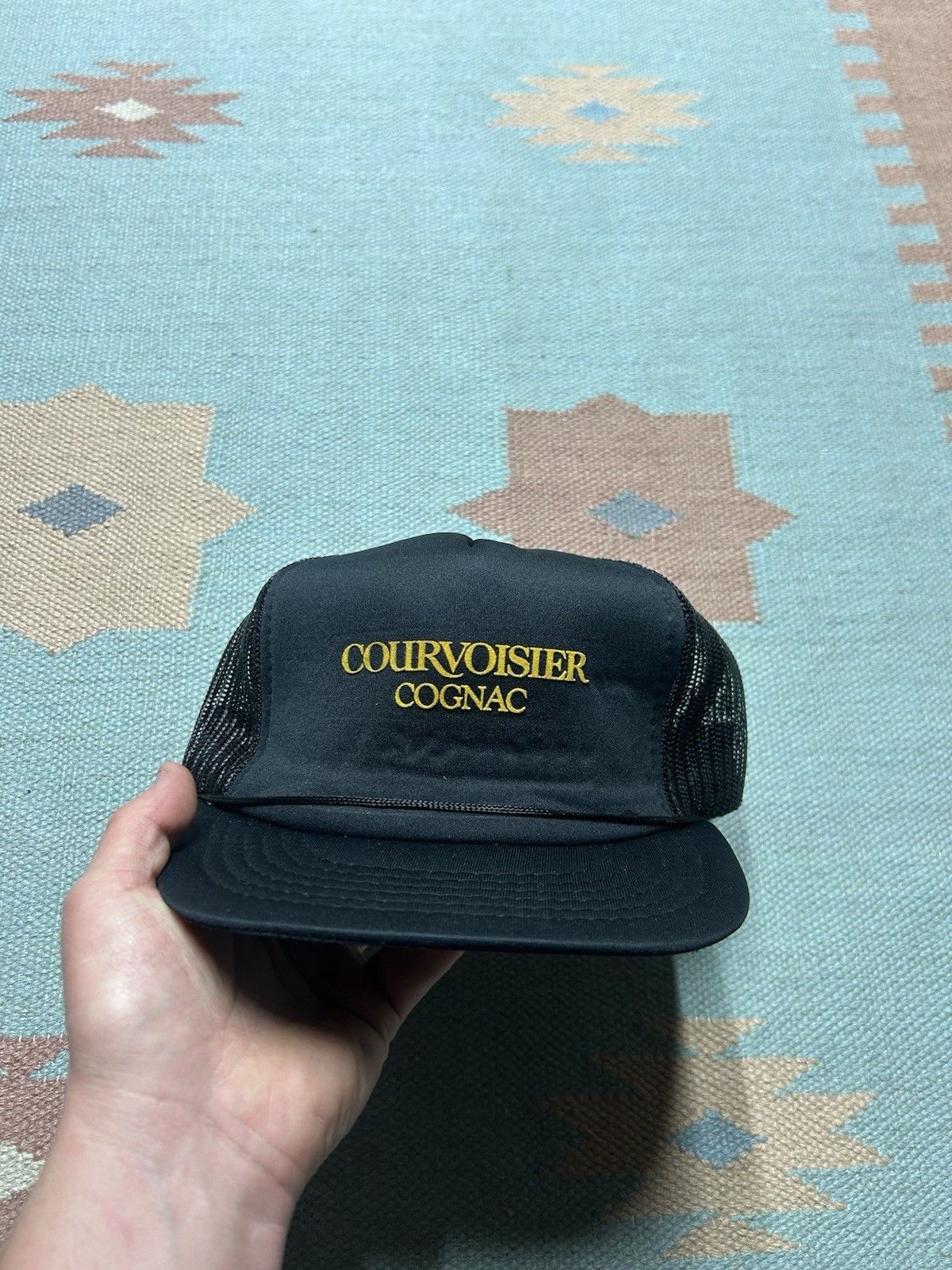 Vintage Vtg trucker hat mesh Courvoisier Cognac liquor black snap Size ONE SIZE - 2 Thumbnail