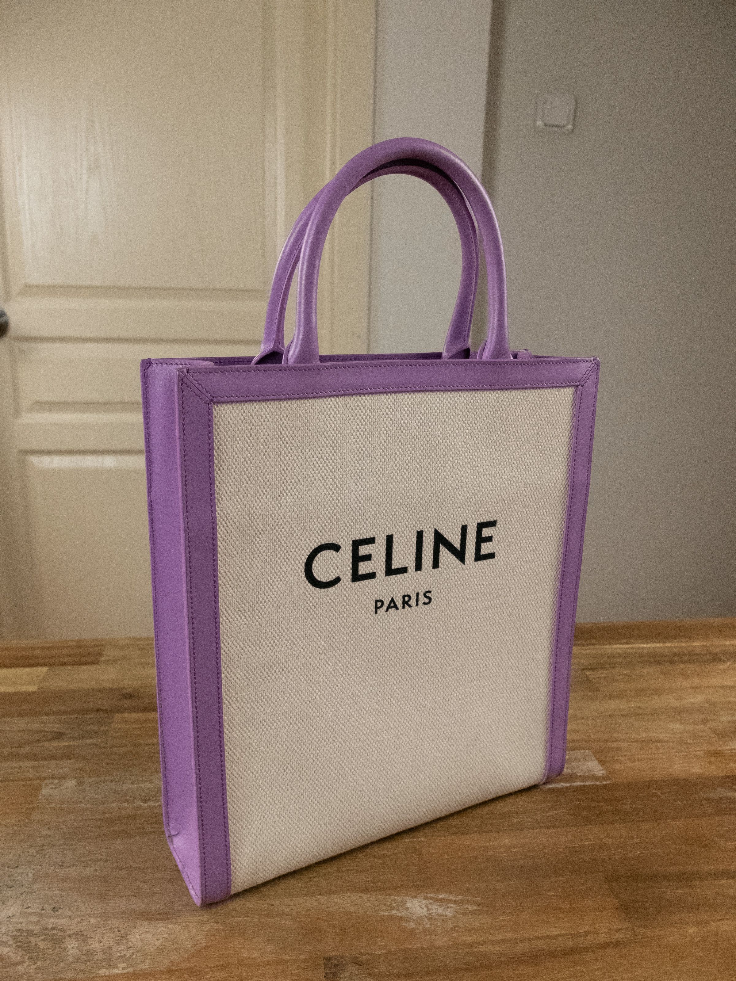 Celine CELINE Small Vertical mauve purple canvas leather tote bag q Size ONE SIZE - 3 Thumbnail