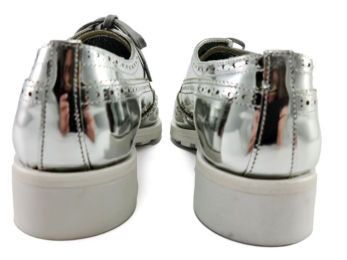 Prada Prada Silver EU 37 US 7 Leather Brogue Platform Oxford Shoes Size US 7 / IT 37 - 8 Thumbnail
