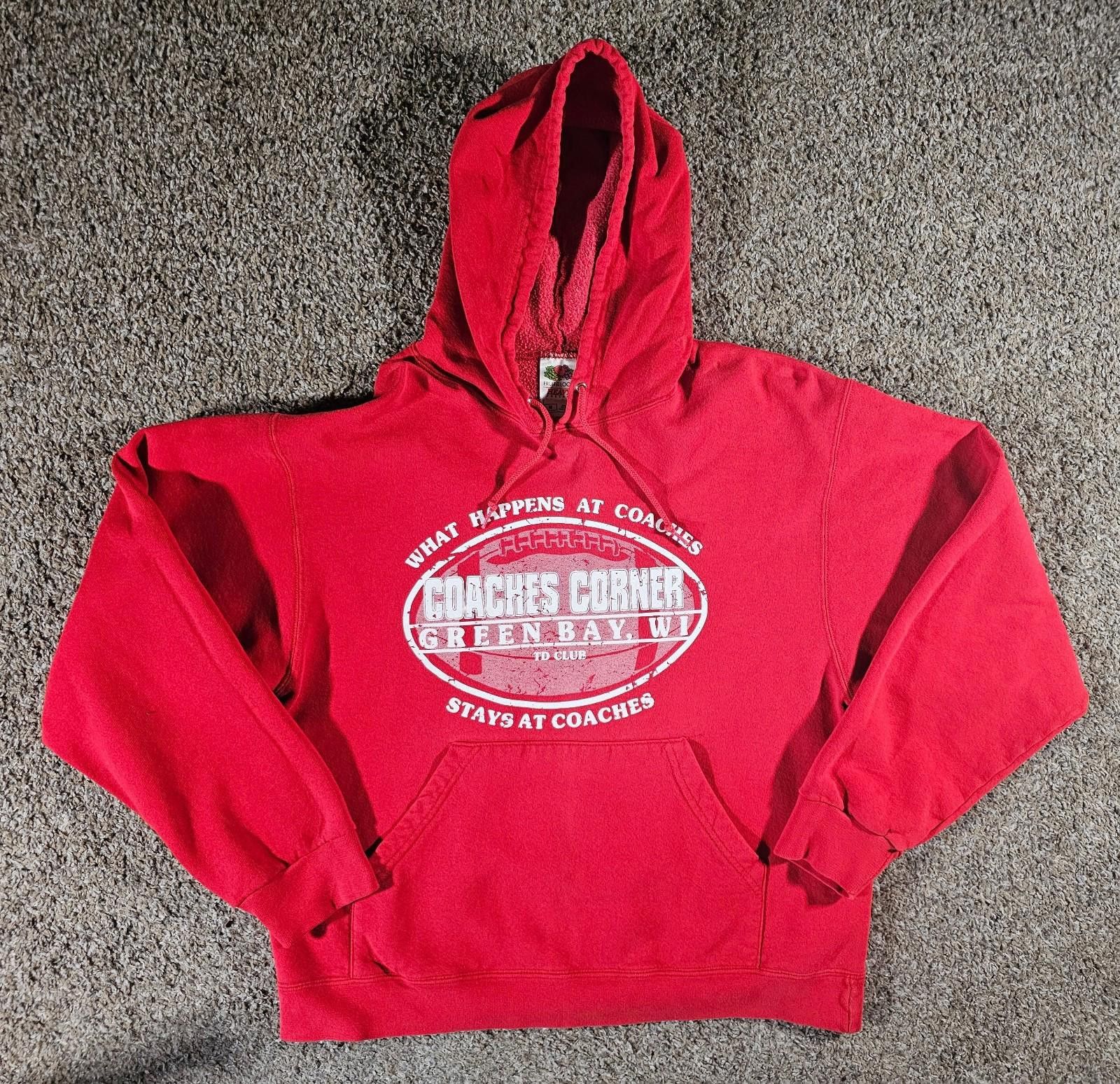 Fruit Of The Loom Coaches Corner Green Bay WI Club Red Hoodie Size US M / EU 48-50 / 2 - 1 Thumbnail