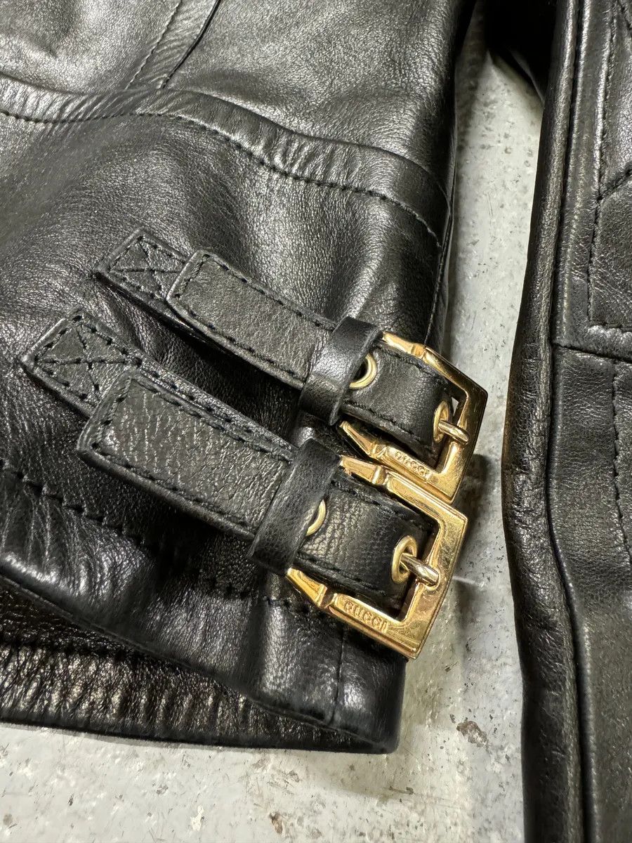 Gucci 2000s Gucci Asymmetrical Black Leather Jacket Size S / US 4 / IT 40 - 11 Thumbnail