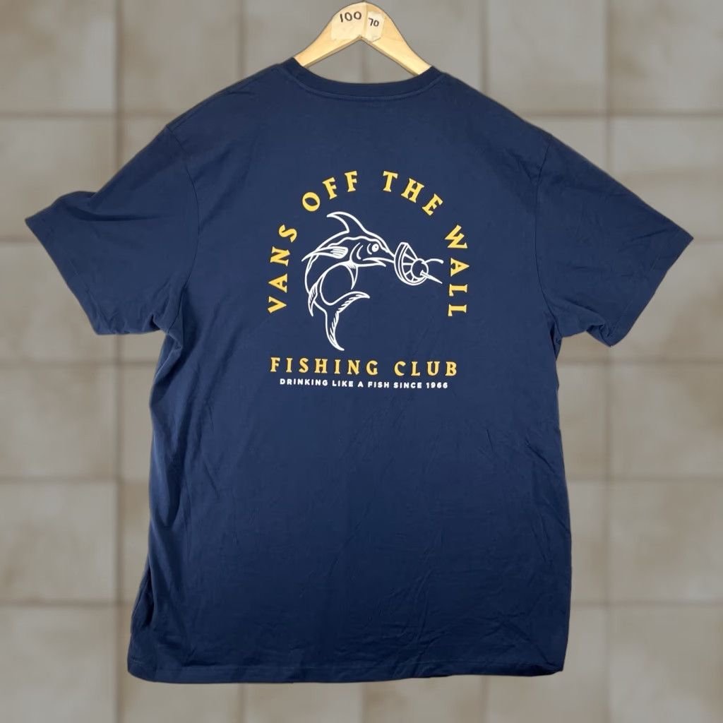 Vans VANS Sailfish Graphic T Shirt Mens XL Navy Blue Regular Fit Crew Neck Short Sleeve Logo All Seasons Sk8 Fishing Adventure Time 2020s Size US XL / EU 56 / 4 - 1 Thumbnail