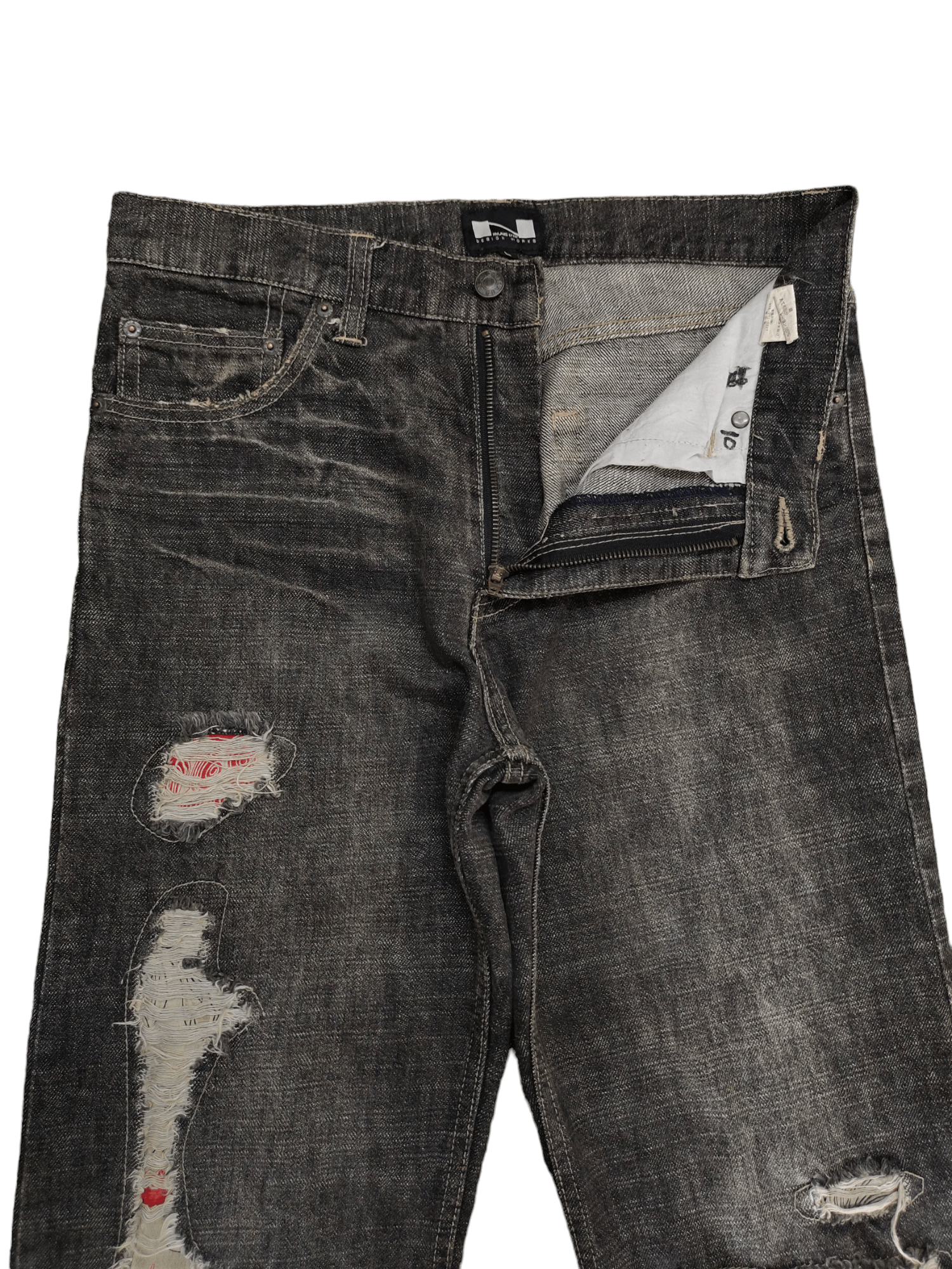Hysteric Glamour Nylaus Patchwork Distress Denim Pants Undercover Style Size US 31 - 11 Thumbnail