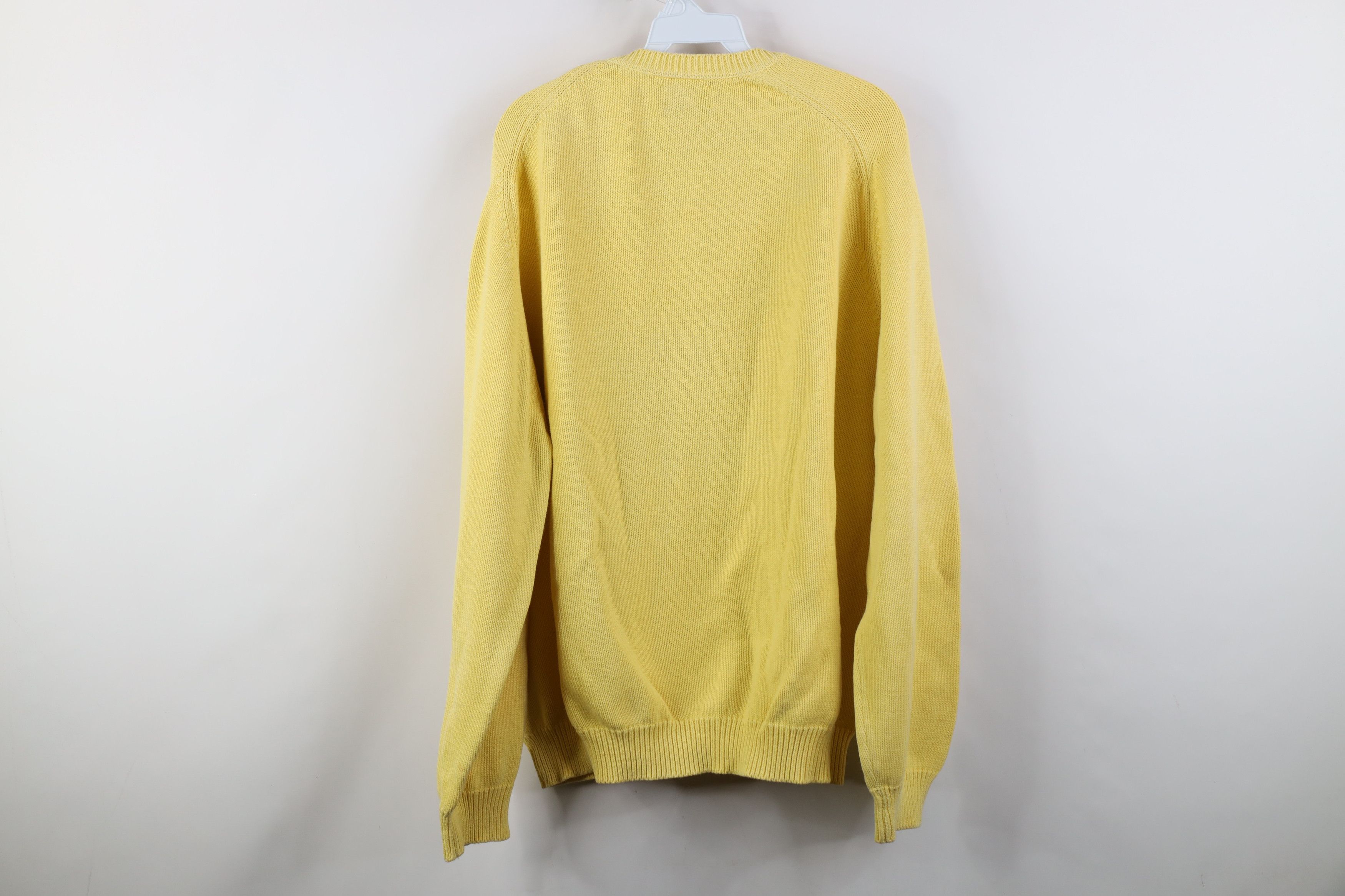 Lands' End Vintage 90s Lands End Cotton Knit V-Neck Sweater Yellow USA Size US XL / EU 56 / 4 - 9 Thumbnail