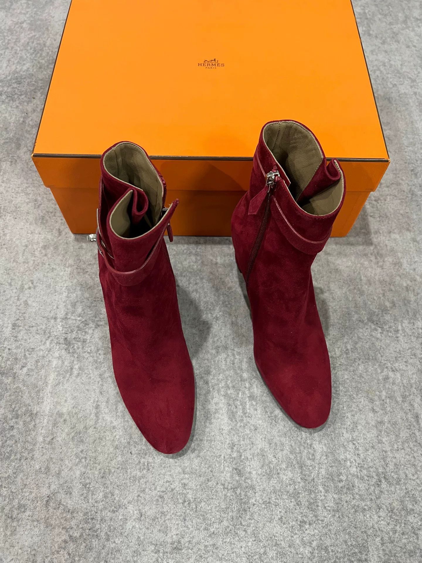 Hermes Hermes Red Kelly Silver Buckle Ankle Boots Size US 6 / IT 36 - 1 Thumbnail