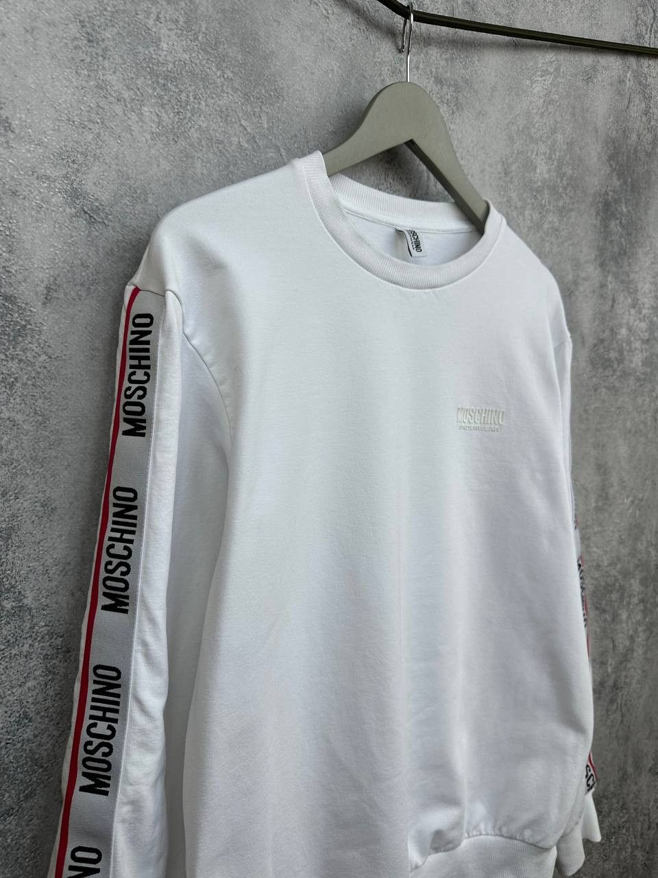 Moschino Moschino Crew Neck Sweatshirt White Logo Tape Stripe Sleeves Size US M / EU 48-50 / 2 - 3 Thumbnail