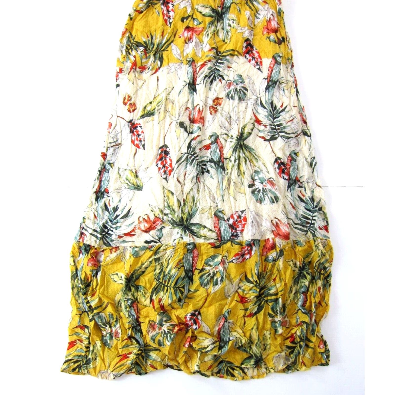 Vintage NWT Style & Co Rayon Yellow Pink Floral Bird Paradise Long Maxi Tank Sun Dress L Size L / US 10 / IT 46 - 6 Thumbnail