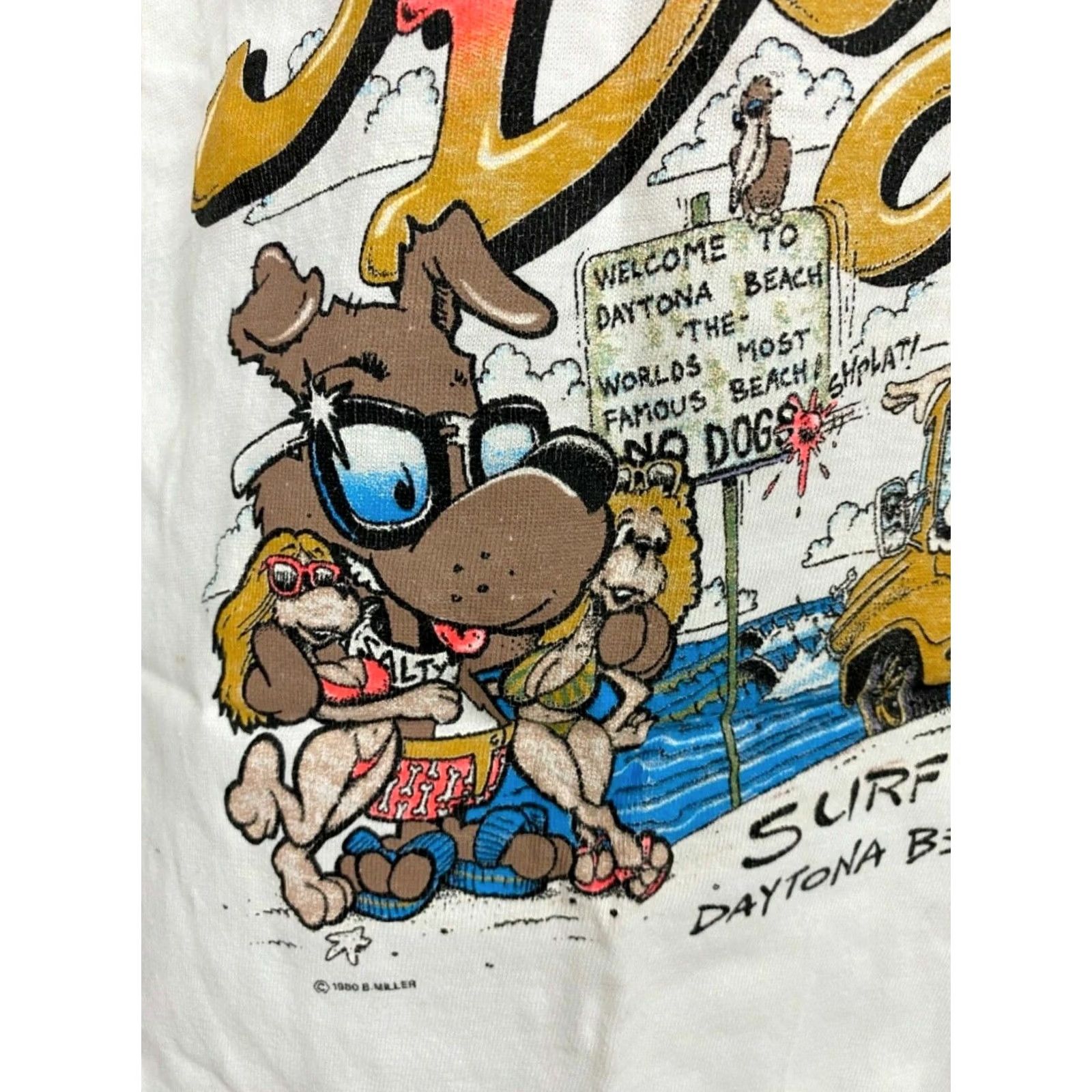 Vintage VINTAGE Spring Break With Salty Dog 80s Surf Shop Art T-Shirt M White Mens Size US M / EU 48-50 / 2 - 3 Thumbnail