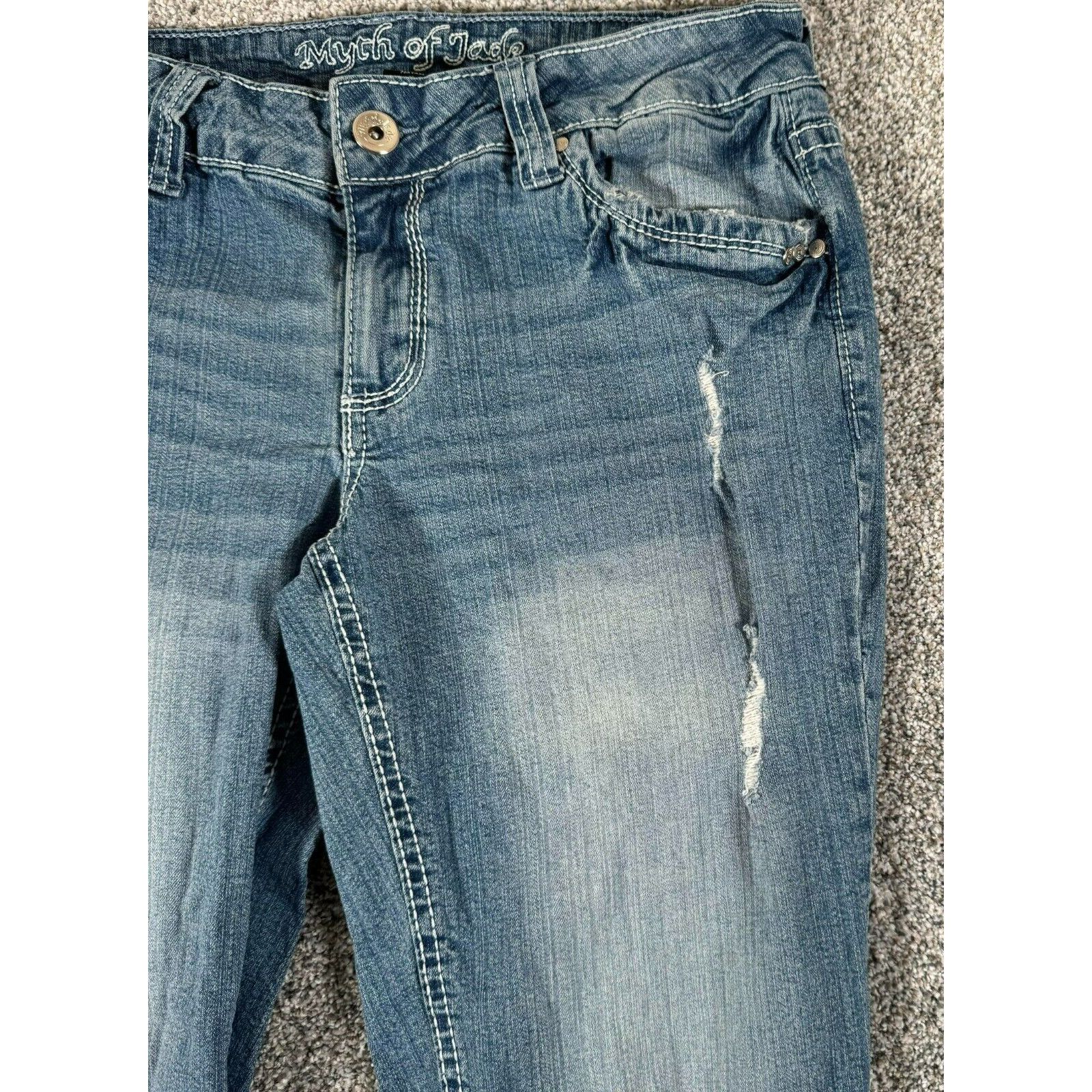 Other Y2K Capri Jeans Womens 8 Cuffed Distressed Grunge Ripped Size 30" / US 8 / IT 44 - 2 Thumbnail