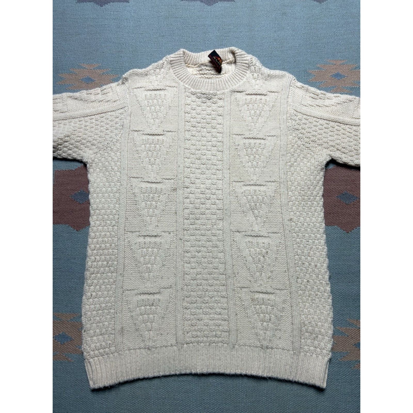 Vintage VINTAGE Alps Kilkenny Wool Sweater Cable-Knit Cream White Pullover Large Men Size US L / EU 52-54 / 3 - 2 Thumbnail