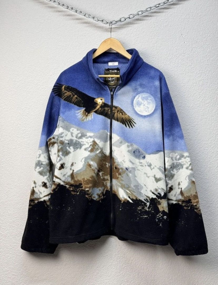 Other Animals Fleece Jacket Vintage Wolf Zip Size US XL / EU 56 / 4 - 1 Thumbnail