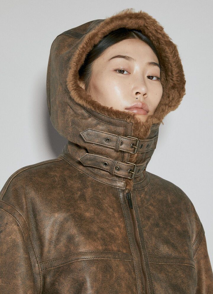 Saint Laurent Paris o1bcso1str1224 Oversized Jacket In Aged Lambskin in Brown Size XS / US 0-2 / IT 36-38 - 4 Thumbnail