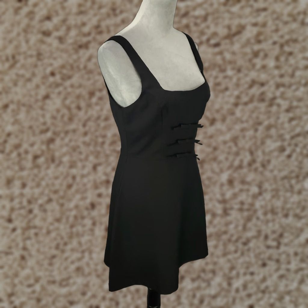 Vintage Storia Dress Womens Medium Black Mini Stretch Lined Bows Size M / US 6-8 / IT 42-44 - 1 Thumbnail