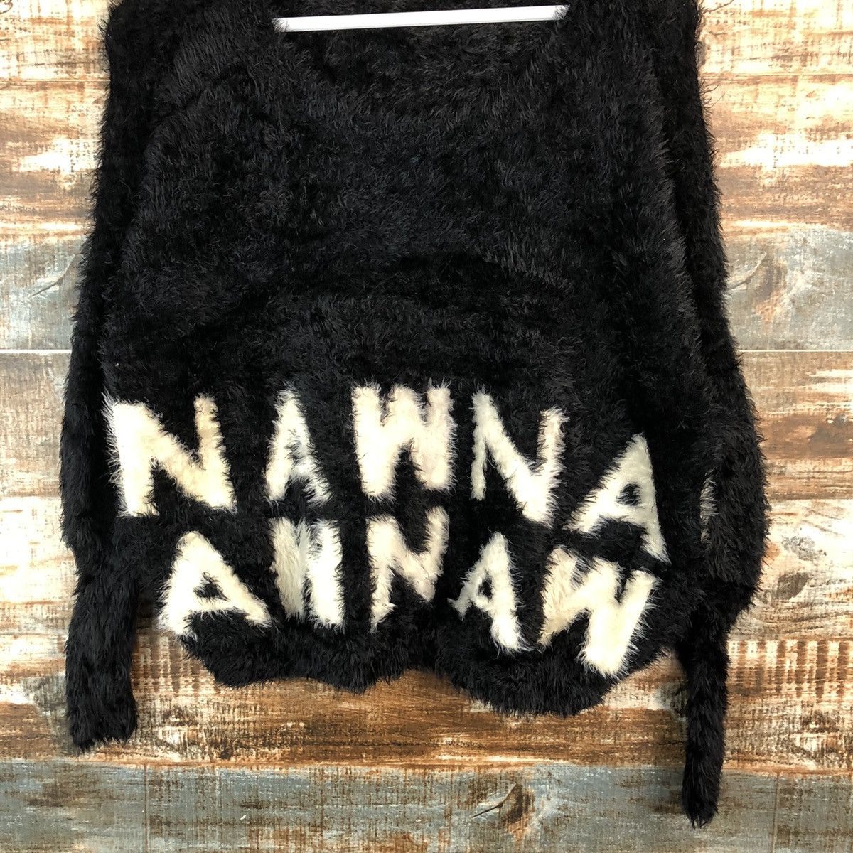 Homespun Knitwear DLL One Spot Black Mohair shaggy fur Knitwear #C076 Size M / US 6-8 / IT 42-44 - 3 Thumbnail