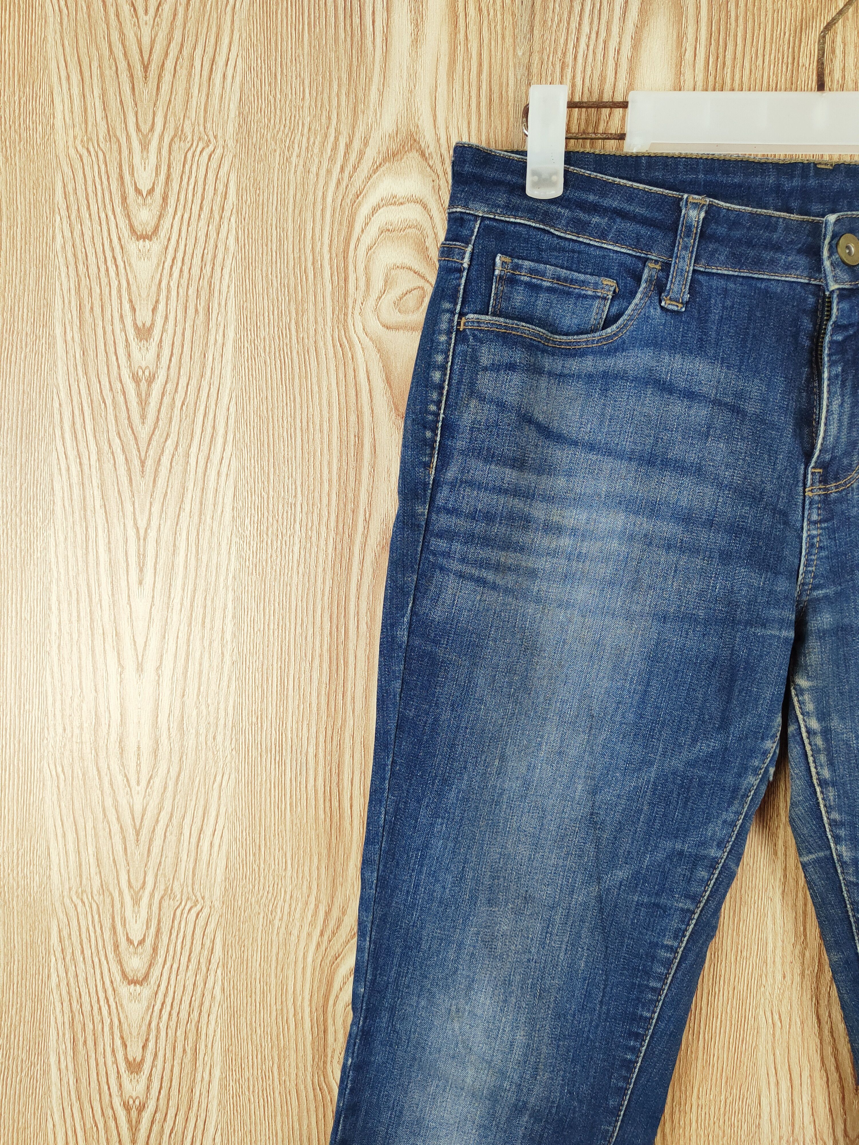 Uniqlo × Vintage Vintage Uniqlo Dark Blue Distressed Ripped Skinny Jeans Size 31" - 4 Thumbnail