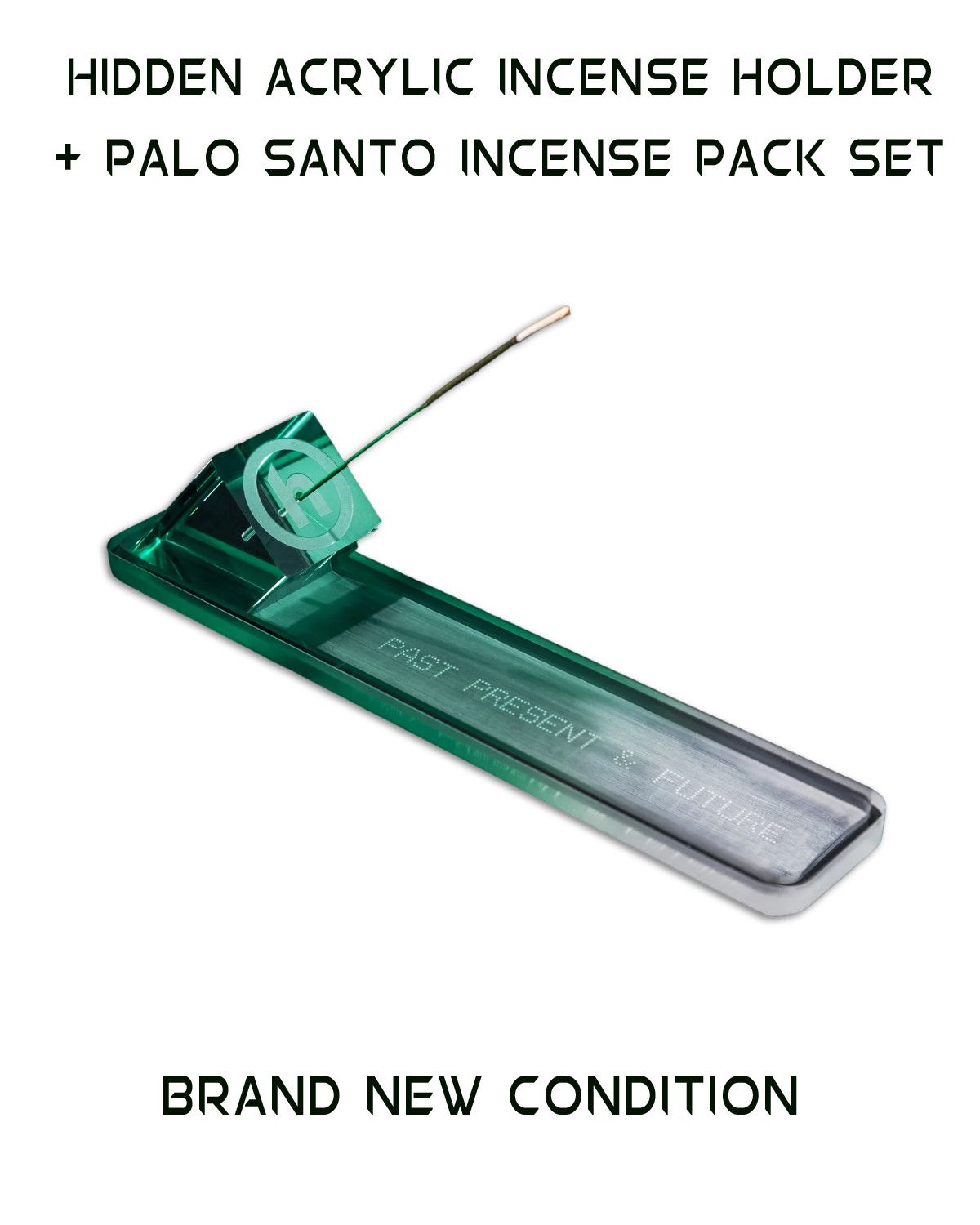 image of Hidden Ny Acrylic Incense Holder Palo Santo Incense Pack Set in Green, Men's