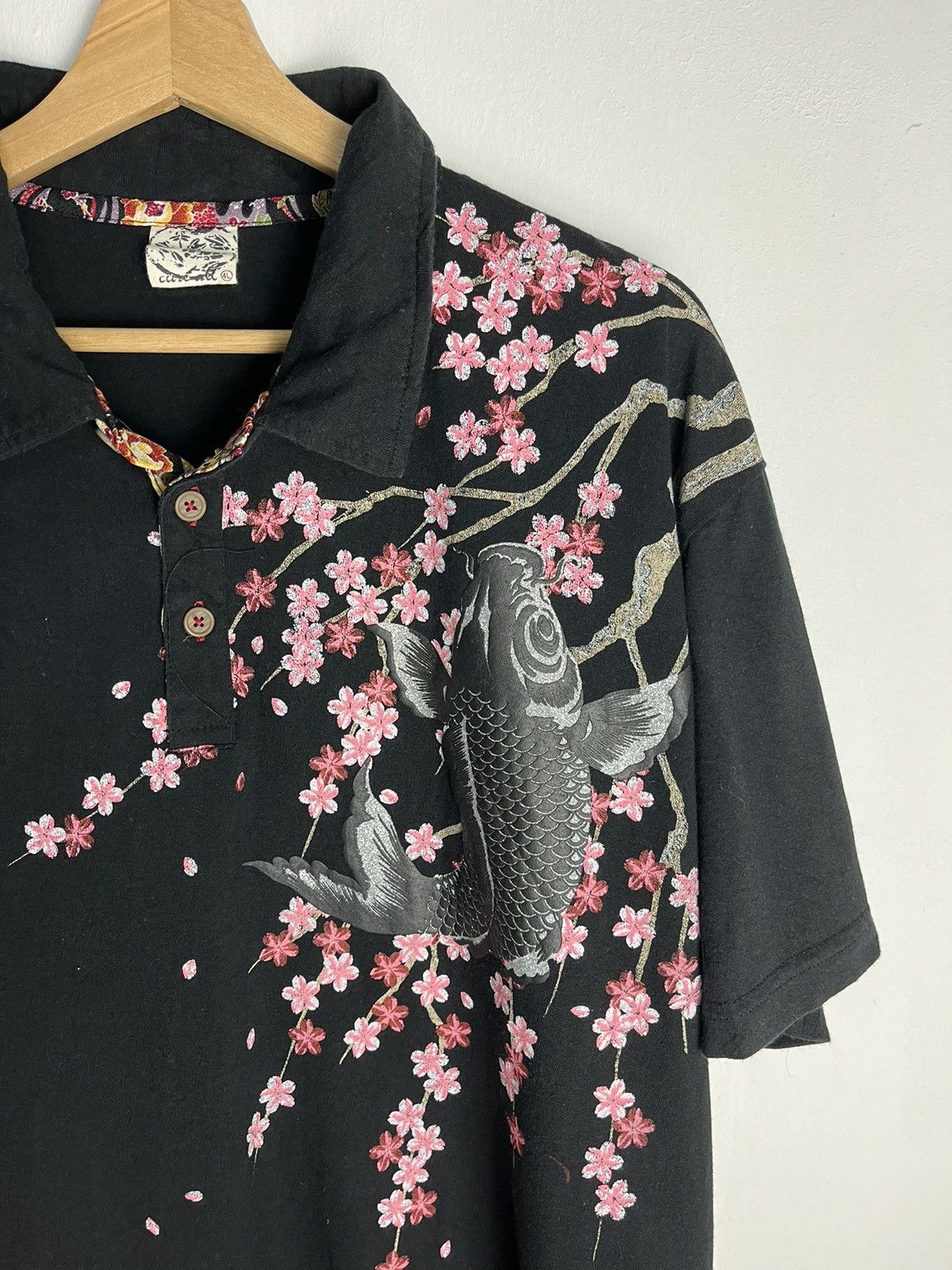 Japanese Brand Sukajan Polo T Shirt Fish Koi Dragon Tiger Sakura Size US XL / EU 56 / 4 - 5 Thumbnail
