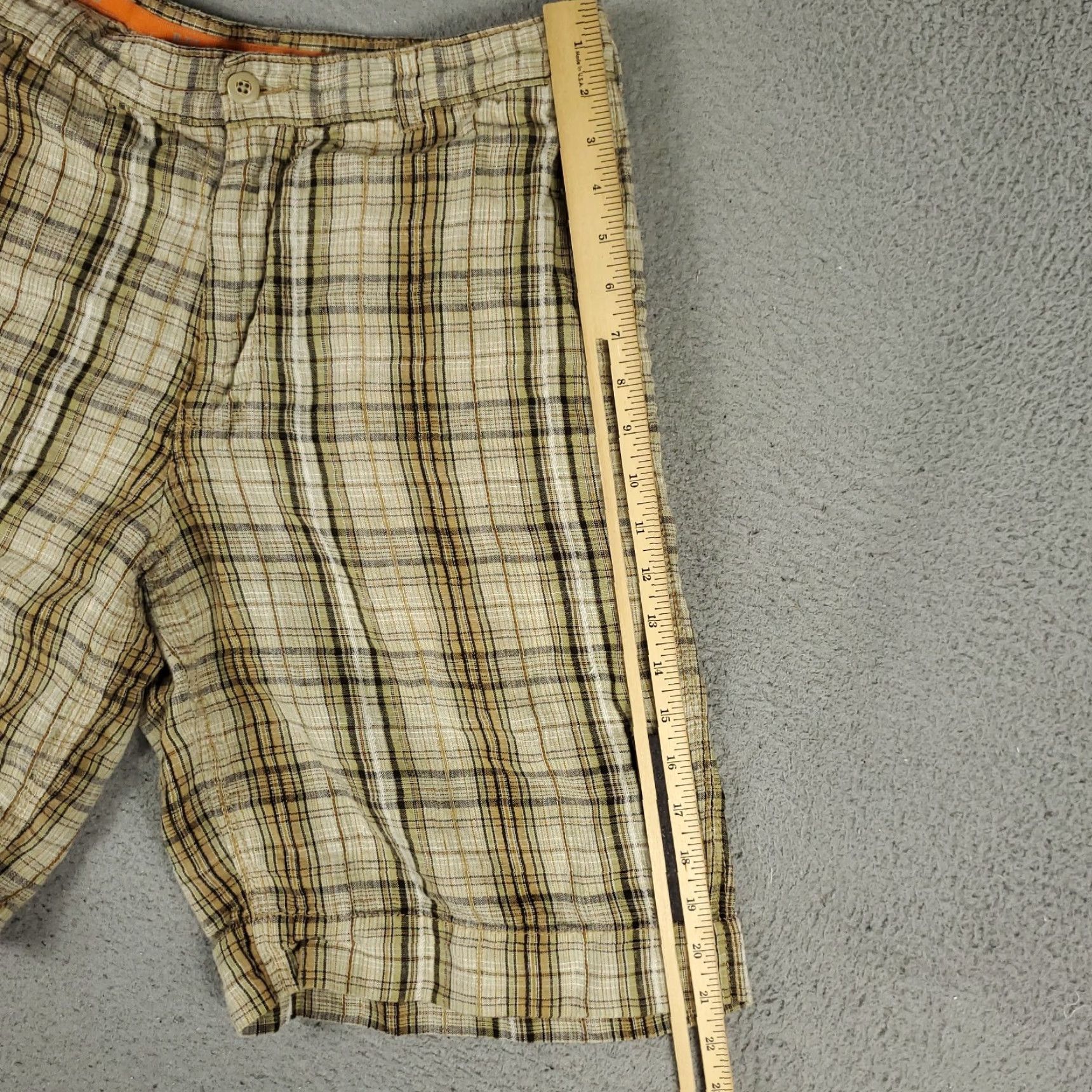 Tommy Bahama VINTAGE Tommy Bahama Shorts Men Size 32 Beige Linen Plaid Flat Front Chino Casual Summer Size US 32 / EU 48 - 5 Thumbnail