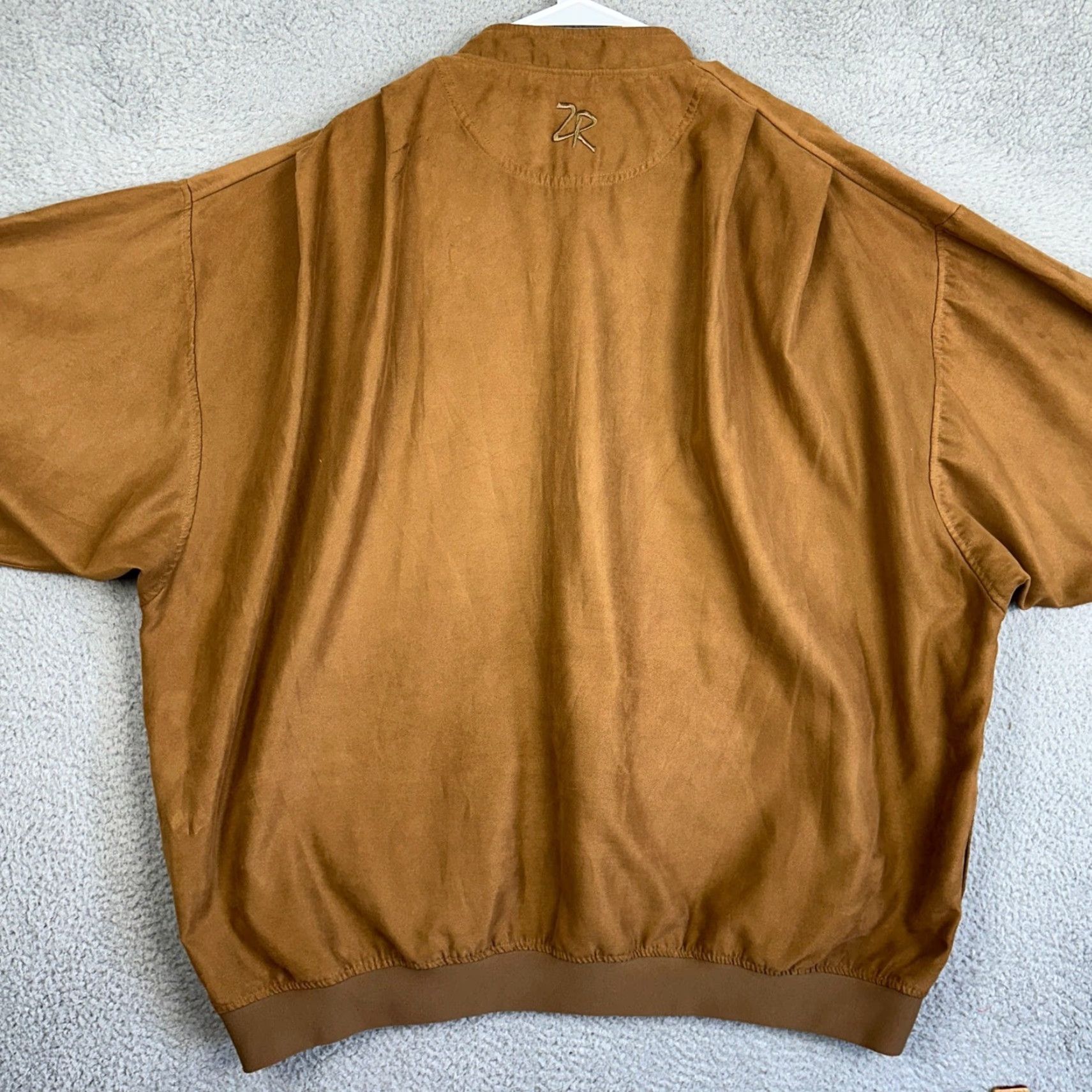 Vintage Zero Restriction Jacket Mens 3XL Brown Golf Snap Button Pullover Logo Microsuede Windshirt Jacket Size US XXL / EU 58 / 5 - 2 Thumbnail