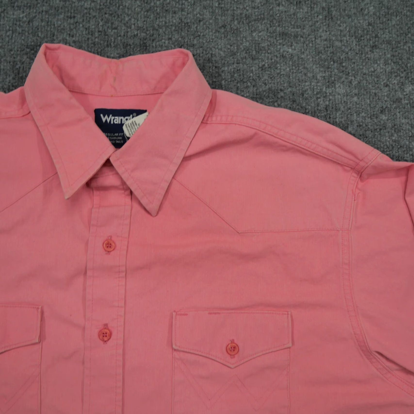 Wrangler VINTAGE Wrangler Shirt Mens 17.5 35 Pink Button Up Brush Popper Canvas Adult 90s Size US XXL / EU 58 / 5 - 5 Thumbnail