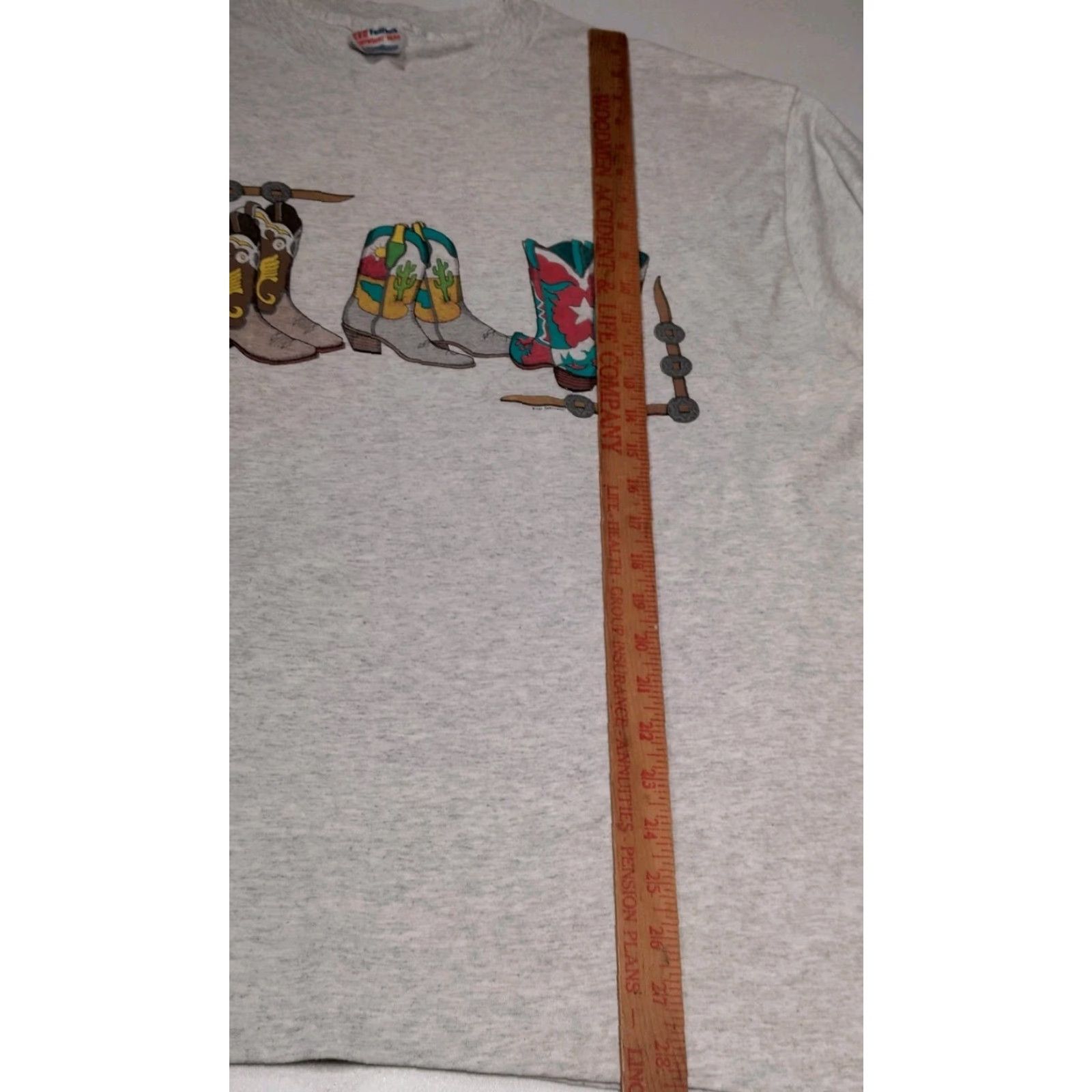 Hanes Vintage Western Cowboy Boots Shirt XL Boot Graphic Single Stitch Gray Wings Size US XL / EU 56 / 4 - 7 Thumbnail