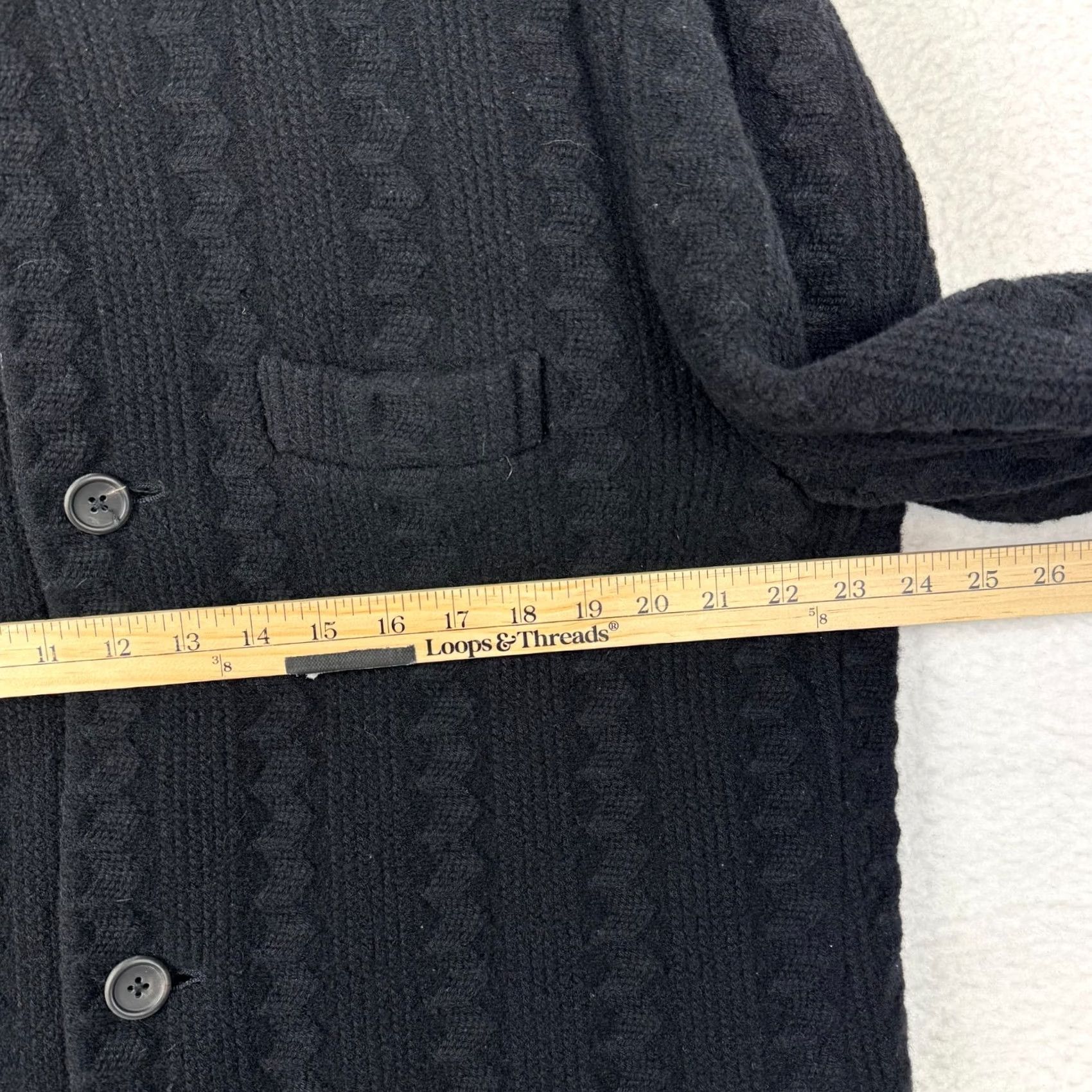 Yohji Yamamoto Yohji Yamamoto Pour Homme Coat Wool Cable Knit Collarless Long Overcoat Black M Regular Men Series Japan Size US M / EU 48-50 / 2 - 7 Thumbnail