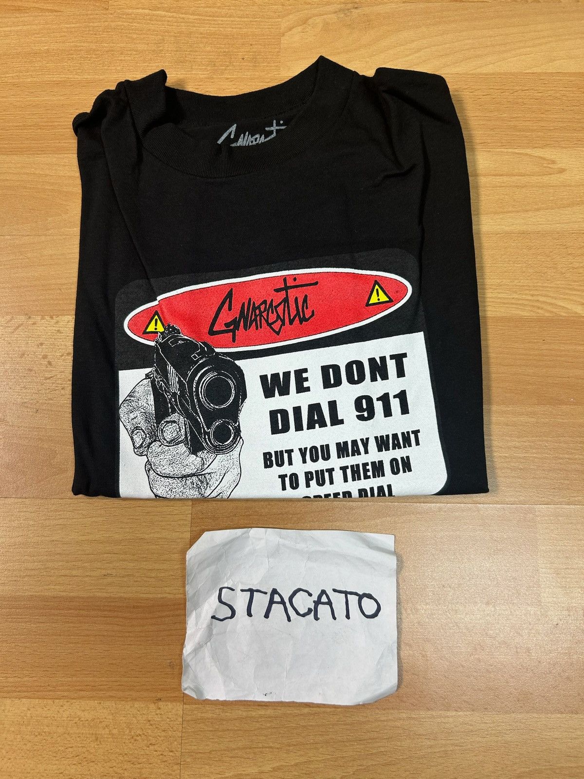 Gnarcotic × Rap Tees Gnarcotic Lil Gnar We Don’t Dial 911 Tee Black Size US M / EU 48-50 / 2 - 5 Thumbnail