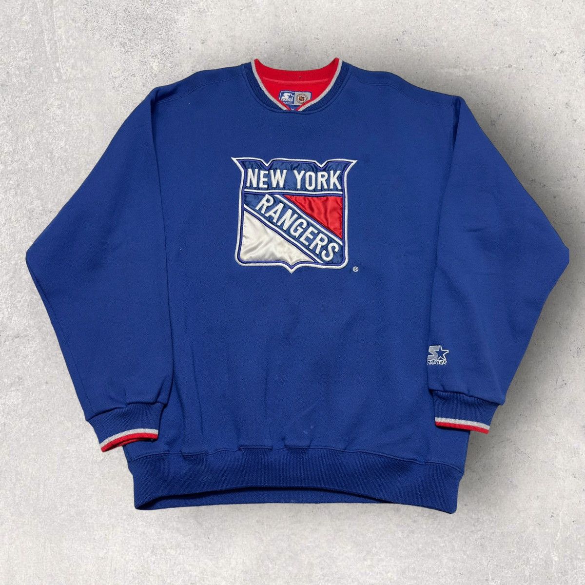 image of Nhl x Starter Vintage New York Rangers Sweatshirt in Blue, Men's (Size XL)