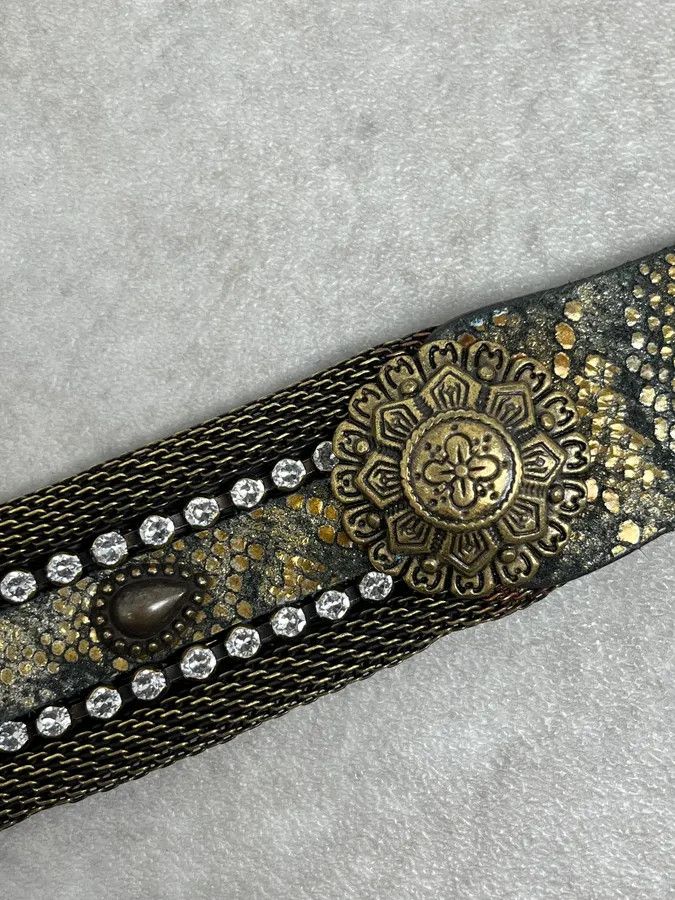 Vintage 2000s Nanni Embellished Metal Python Effect Leather Belt Size ONE SIZE - 7 Thumbnail