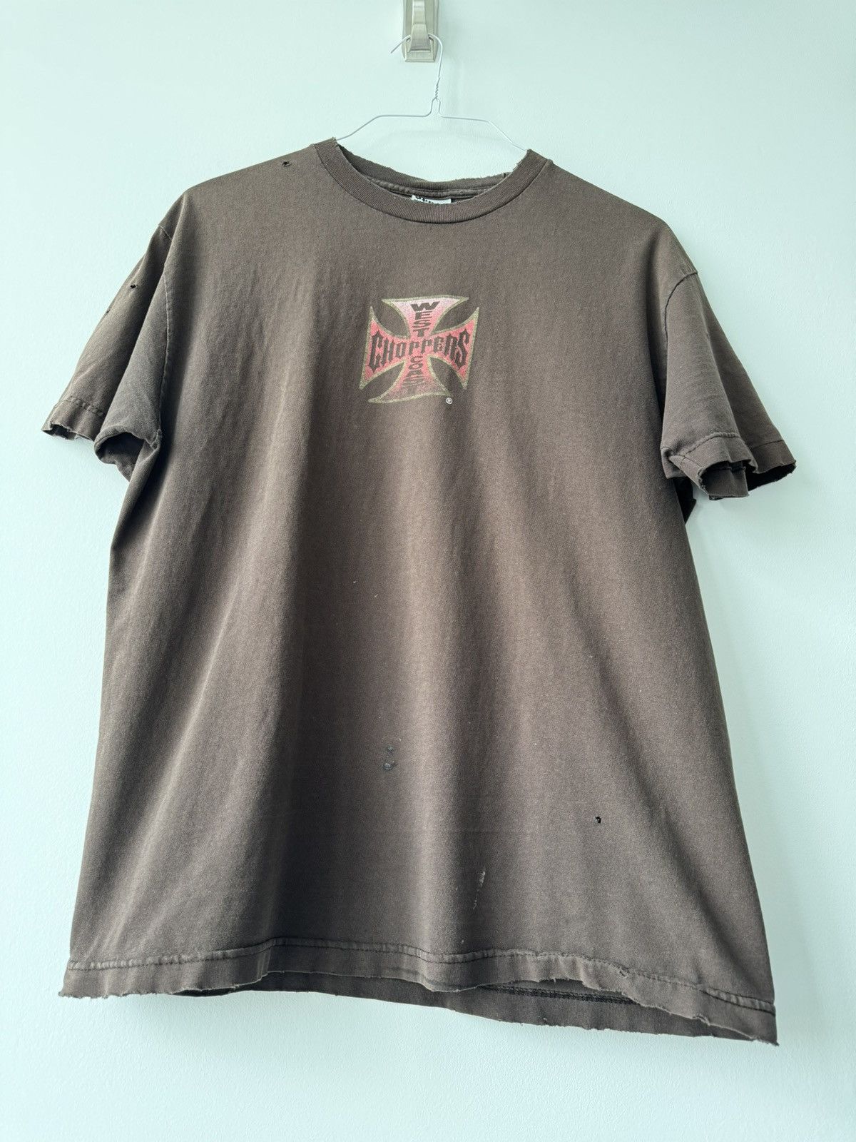 Vintage VINTAGE WEST COAST CHOPPERS WCC BROWN T SHIRT RARE THRASHED Size US L / EU 52-54 / 3 - 4 Thumbnail