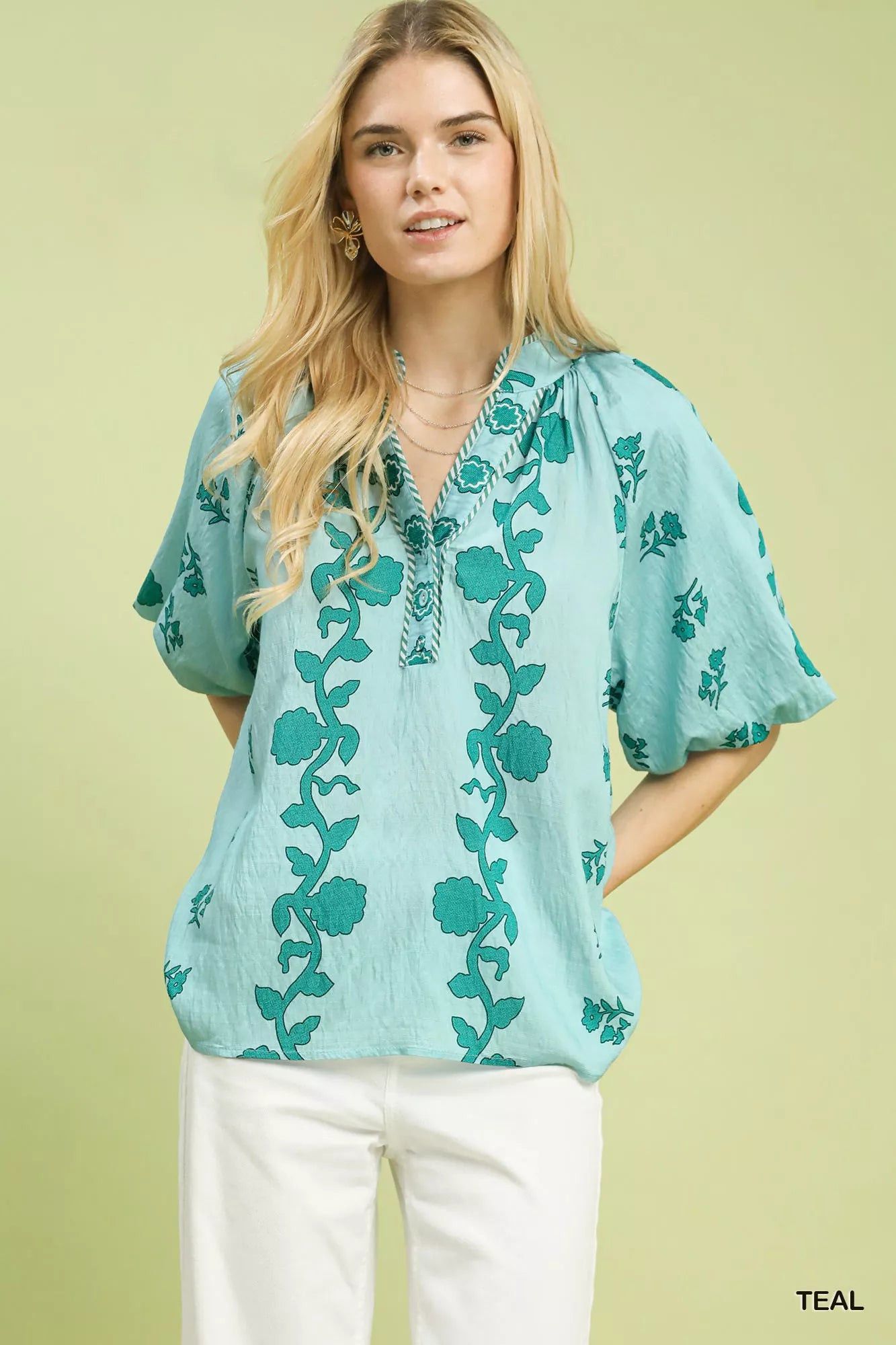 Other Umgee Collared Floral Print Top Size M / US 6-8 / IT 42-44 - 1 Thumbnail