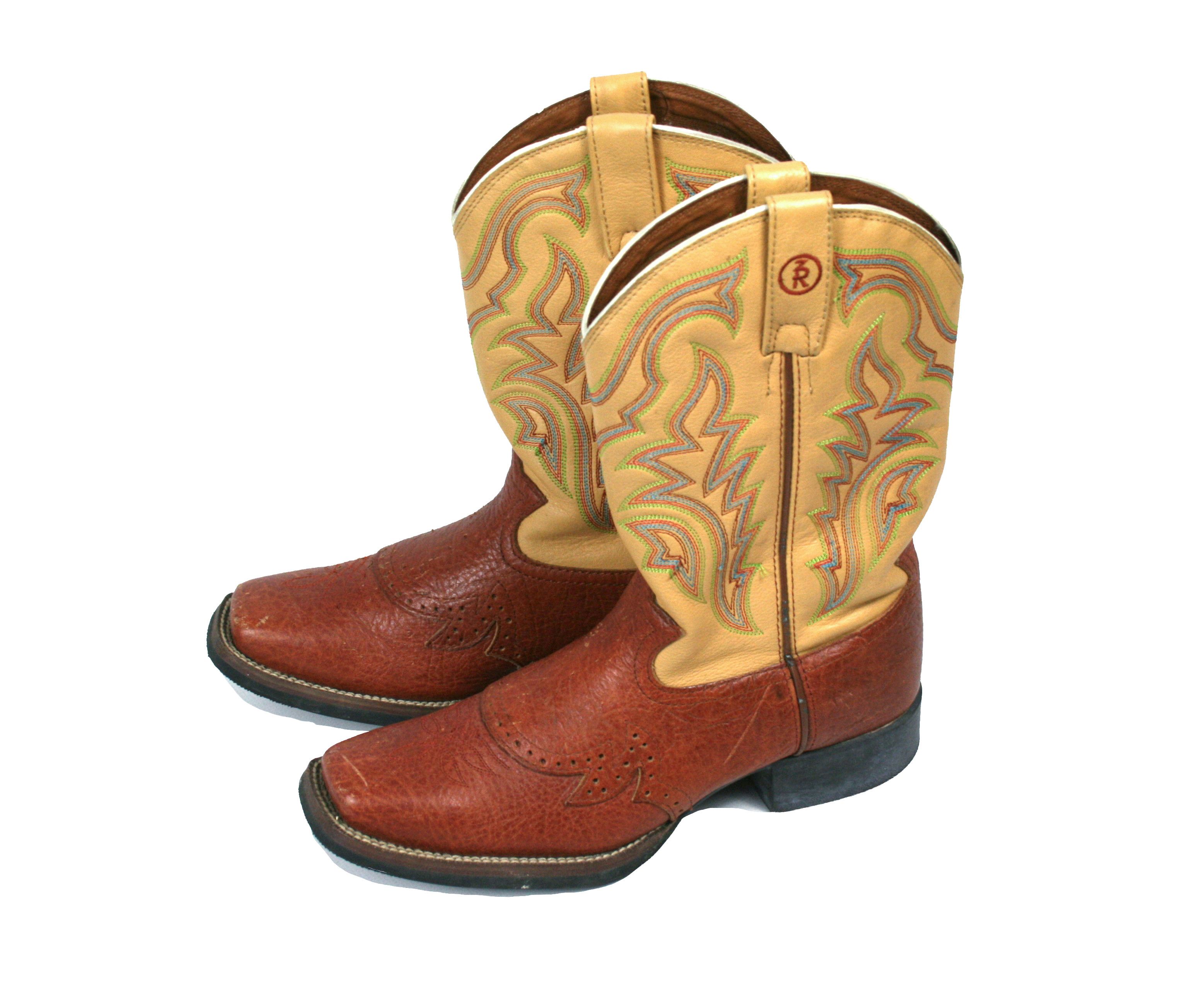 Tony Lama Cowboy Leather Square Toe Boots Size US 7.5 / EU 40-41 - 2 Thumbnail