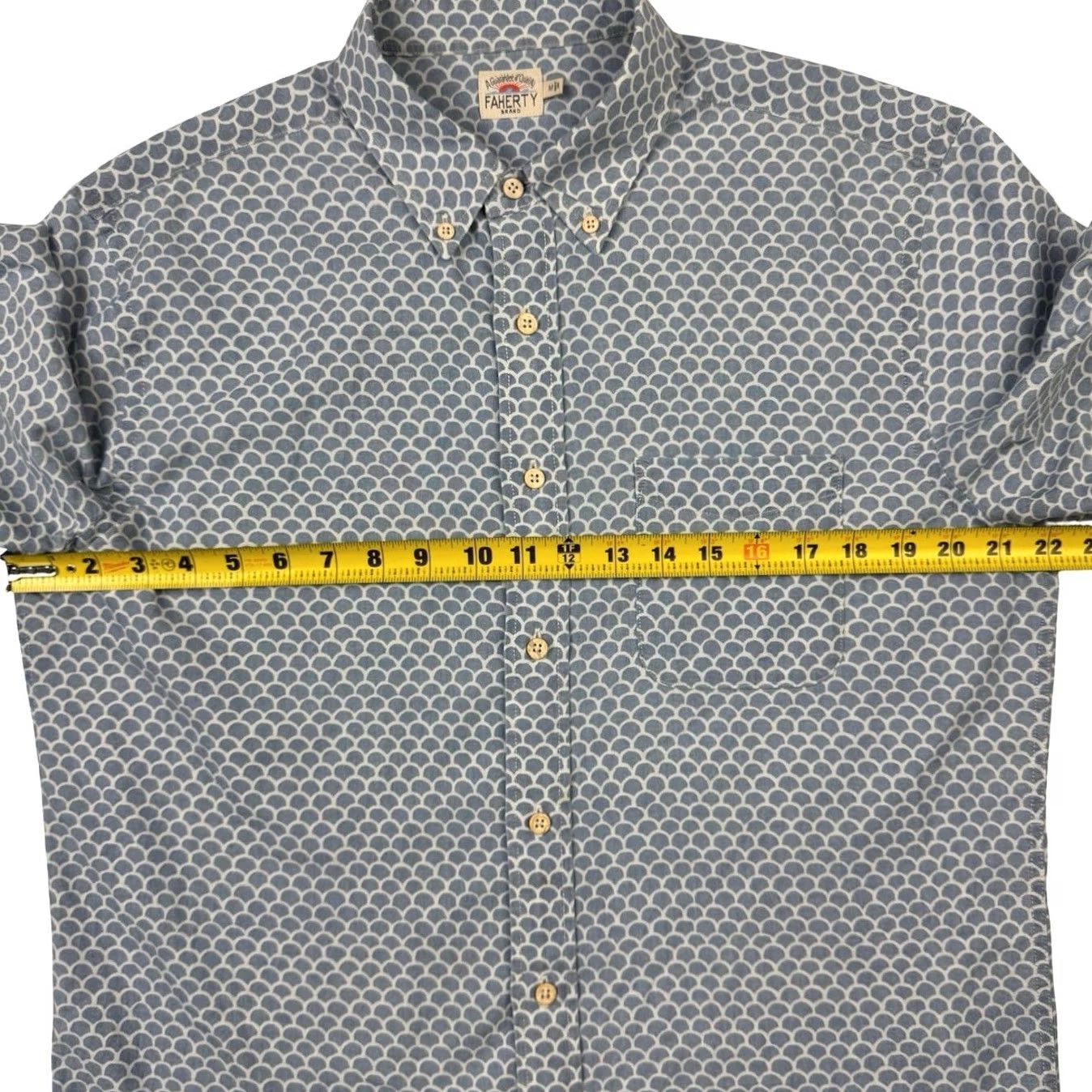 Faherty Faherty Men's Cotton S/S Button Shirt Blue/White • Medium Shirt Size US M / EU 48-50 / 2 - 6 Thumbnail
