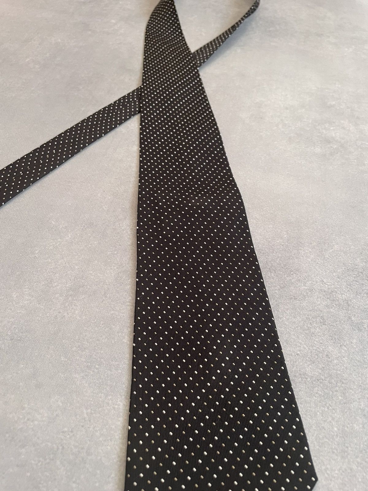 Yves Saint Laurent Yves Saint Laurent Black Polka Dot Silk Neck Tie Size ONE SIZE - 2 Thumbnail