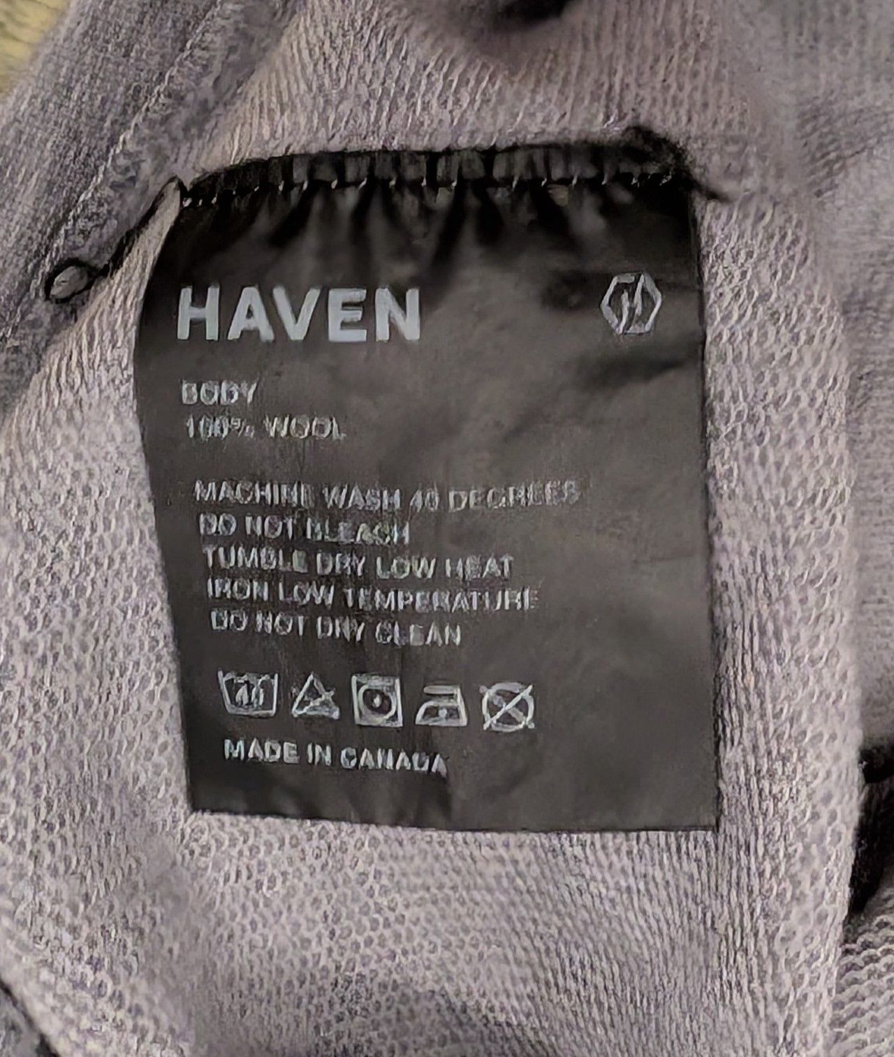 Haven HVN-CS0109 100% Wool Sweatshirt Made in Canada