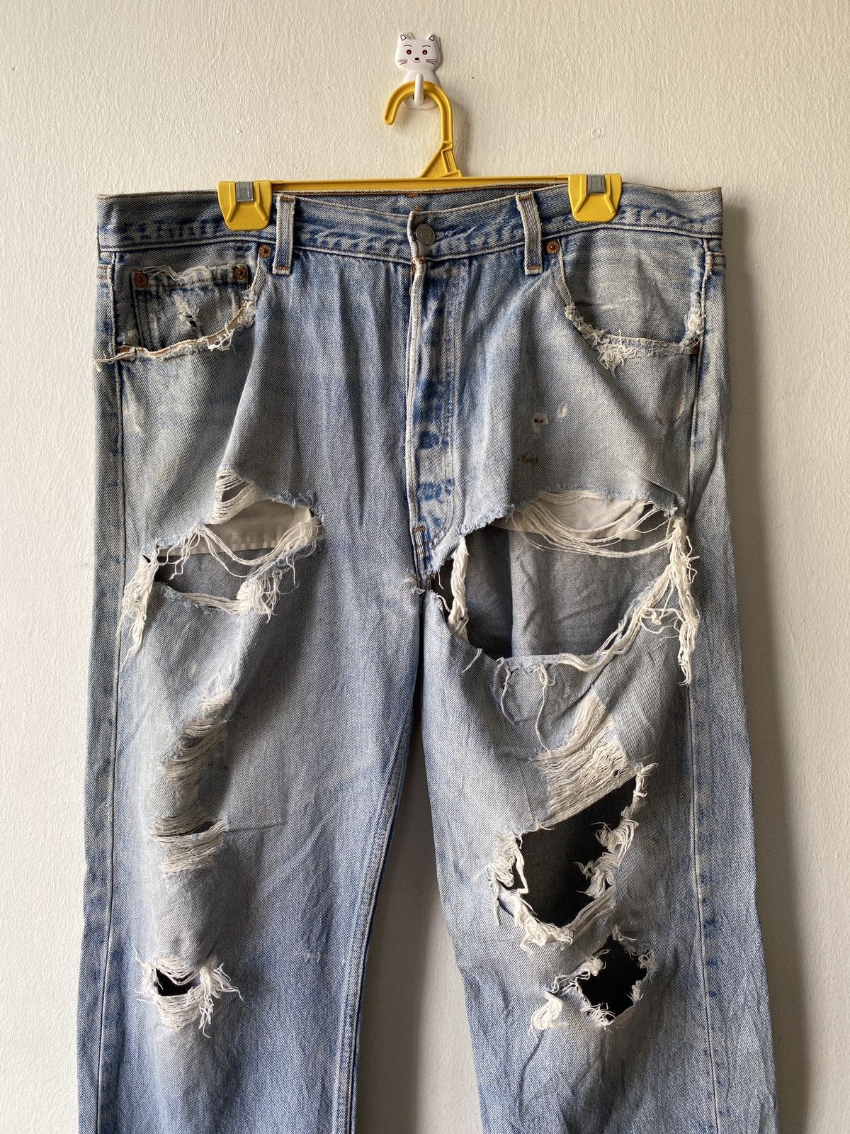 Levi's Vintage 90s Levi’s 501 Distressed Trashed Denim Size US 35 - 3 Thumbnail