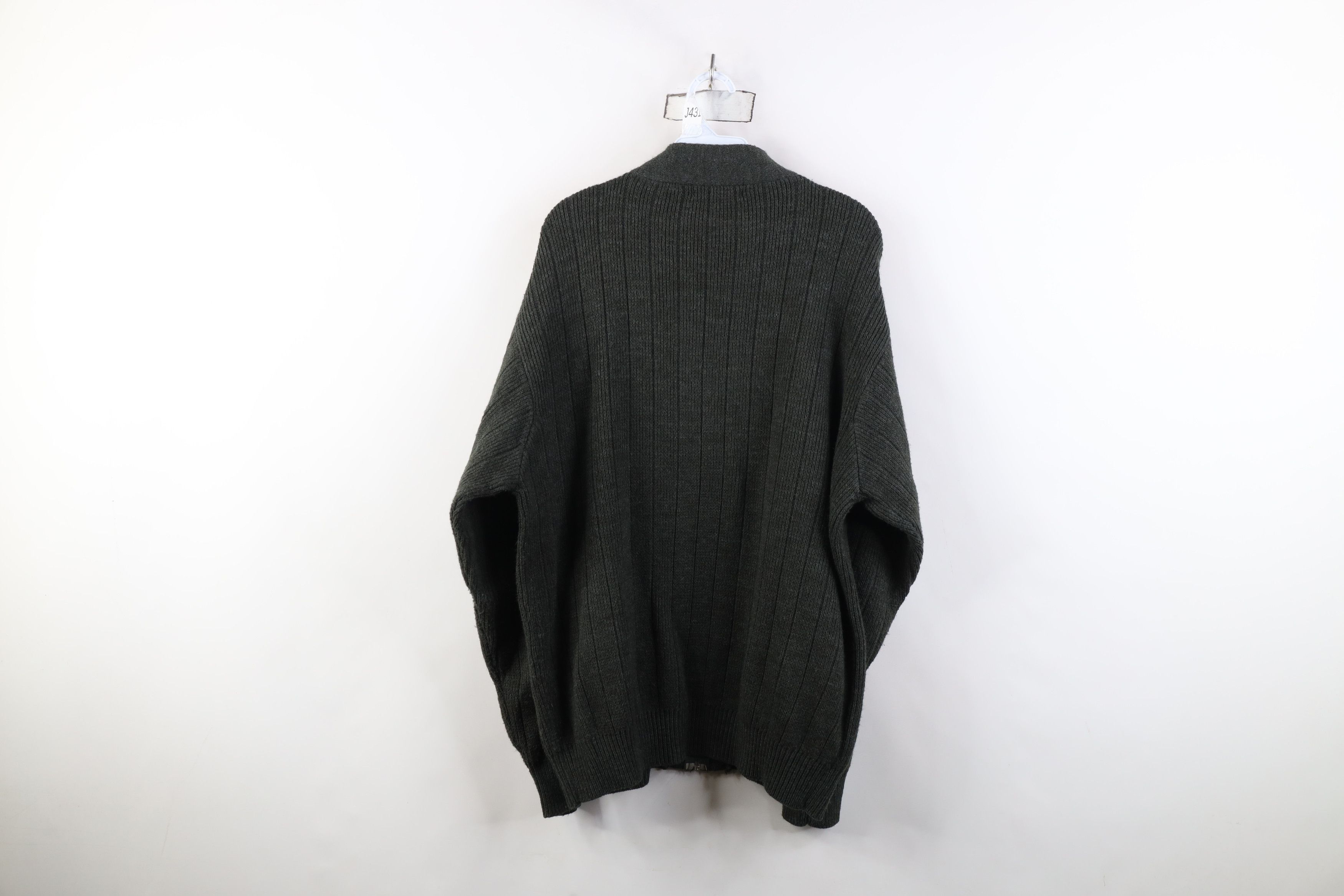 Vintage Vintage 90s Streetwear Ribbed Zip Cardigan Sweater Green Size US XL / EU 56 / 4 - 10 Thumbnail