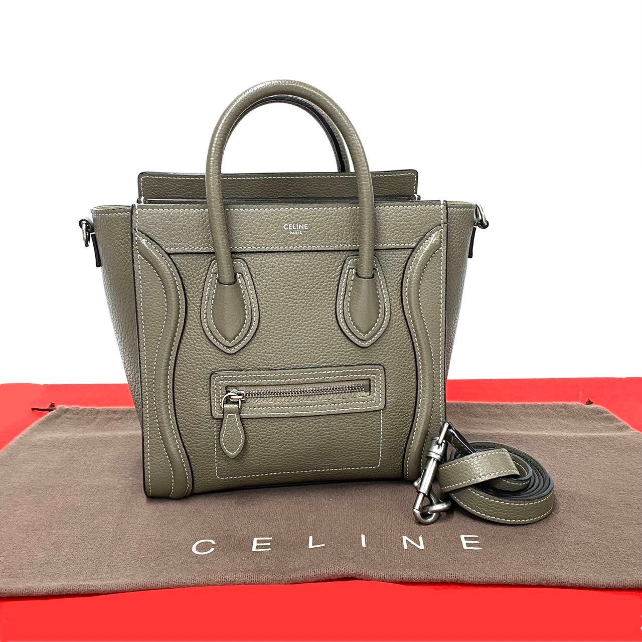 Celine Celine Shoulder Bag Gray Leather Size ONE SIZE - 1 Thumbnail