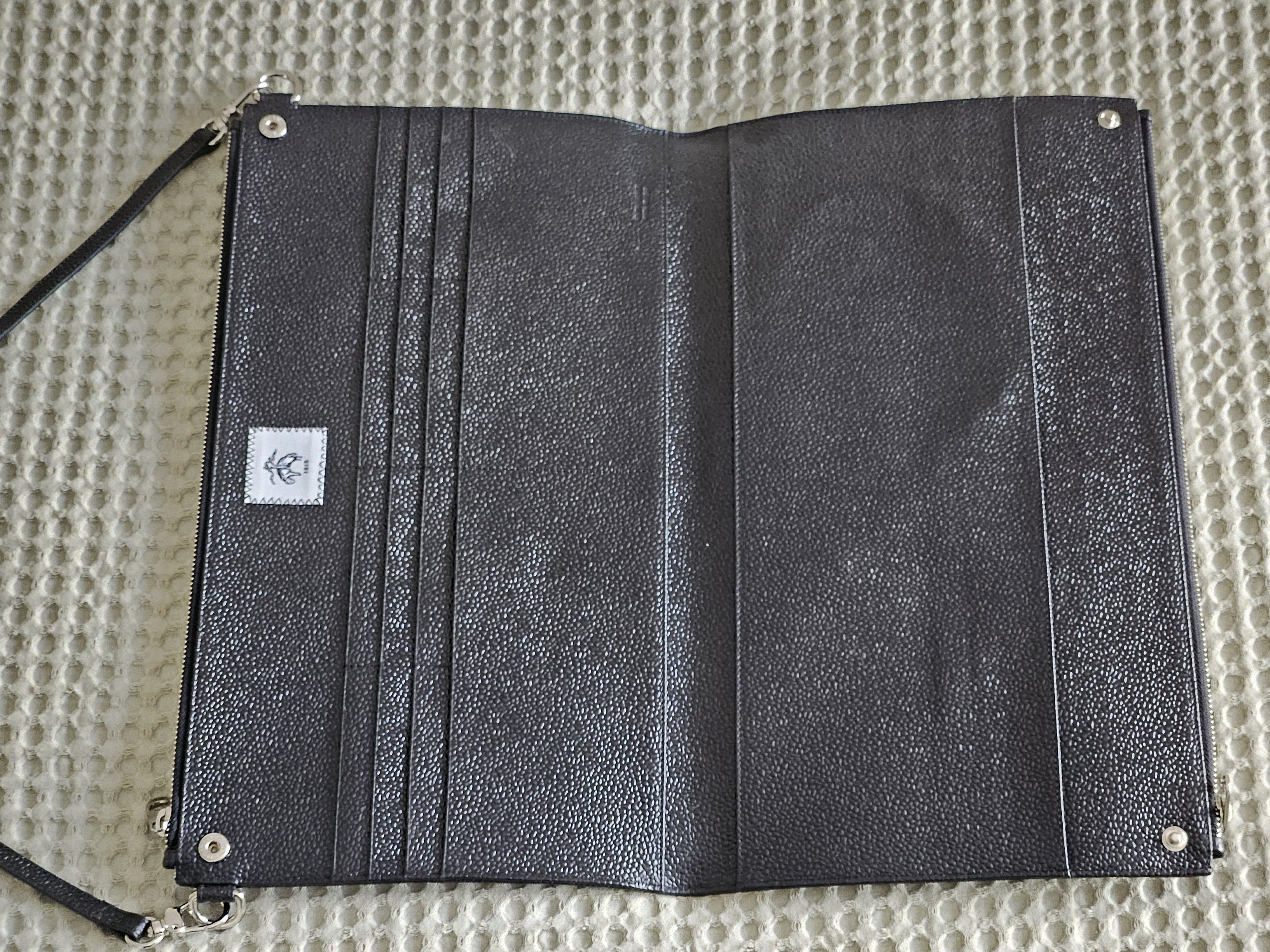 Thom Browne Thom Browne Black Fleece Leather Tricolor XL Pouch Size ONE SIZE - 9 Thumbnail